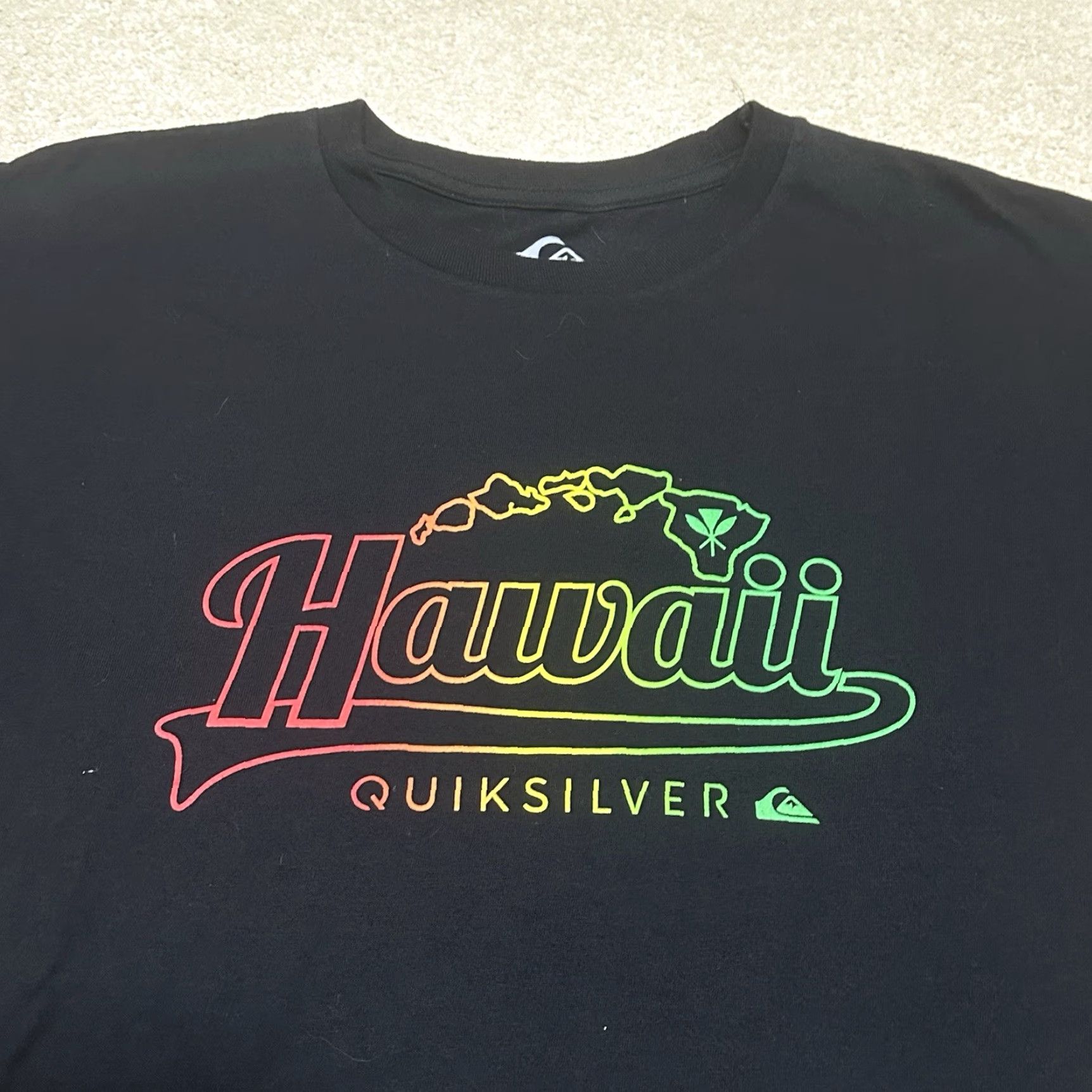 Quiksilver NWOT Quiksilver Hawaii T Shirt Mens Large Black Surfing Logo Short Sleeve Crew Neck Cotton Knit 2020s Men Size US L / EU 52-54 / 3 - 3 Thumbnail