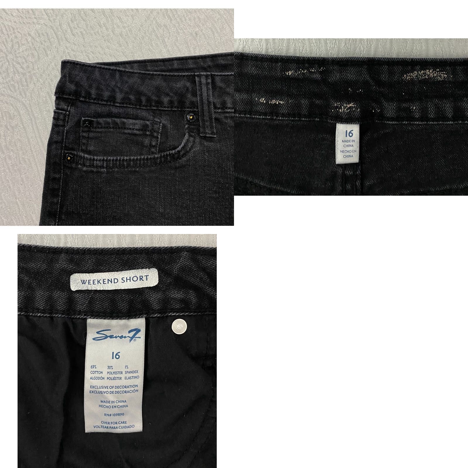 Vintage Seven7 Seven 7 Weekend Shorts Denim Cut-Off Black Women's Size 16, Jeans, Regular Waist 36 in, Zip Closure, Women, Style: Cut-Off Size 25" / US 0 / IT 36 - 8 Thumbnail
