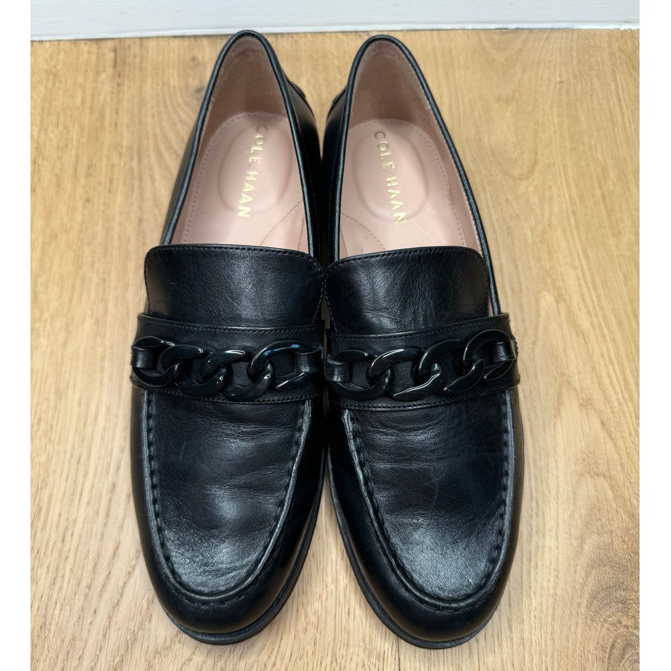 Cole Haan NEW Cole Haan Stassi Chain Loafer Slip On Shoe Black Leather Size US 6.5 / IT 36.5 - 2 Thumbnail