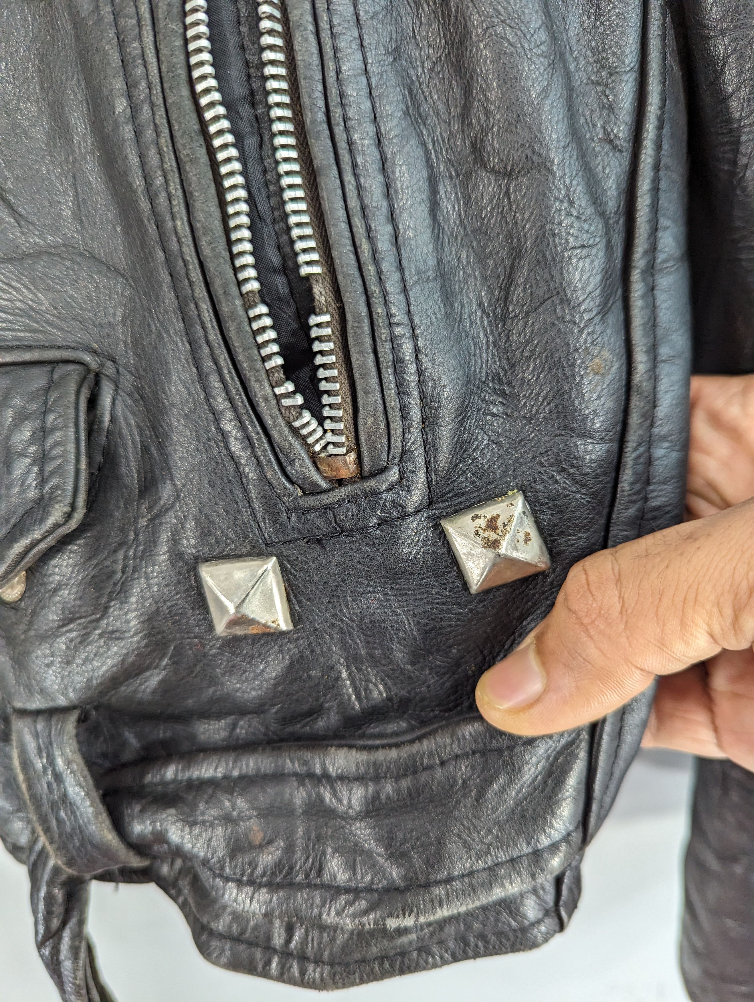 Vintage Vintage 80s Unbrand Double Collar Punk Style Leather Jacket Size US S / EU 44-46 / 1 - 10 Thumbnail