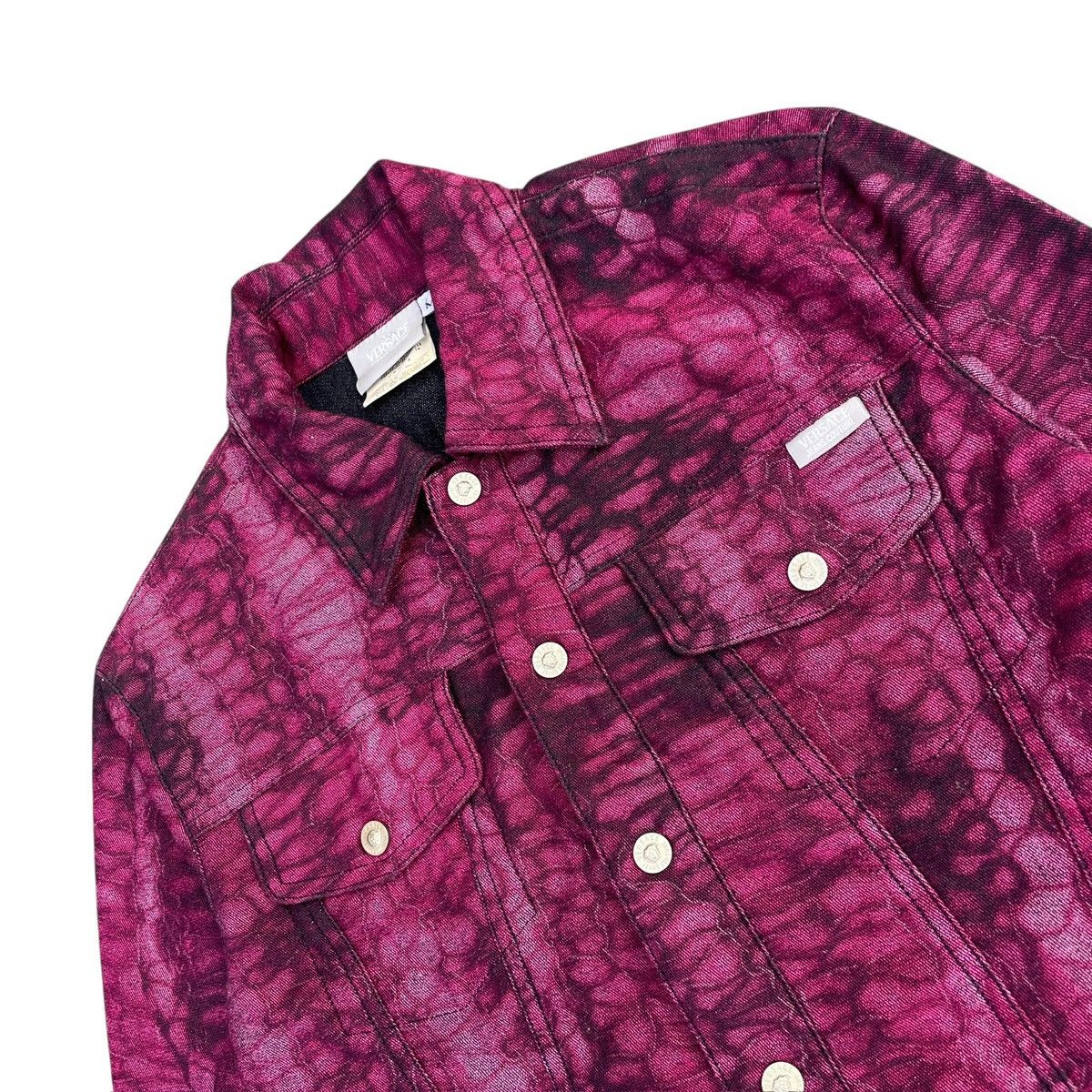 Versace Jeans Couture RARE Versace Jeans Couture Pink Python Graphic Denim Jacket Size M / US 6-8 / IT 42-44 - 2 Thumbnail