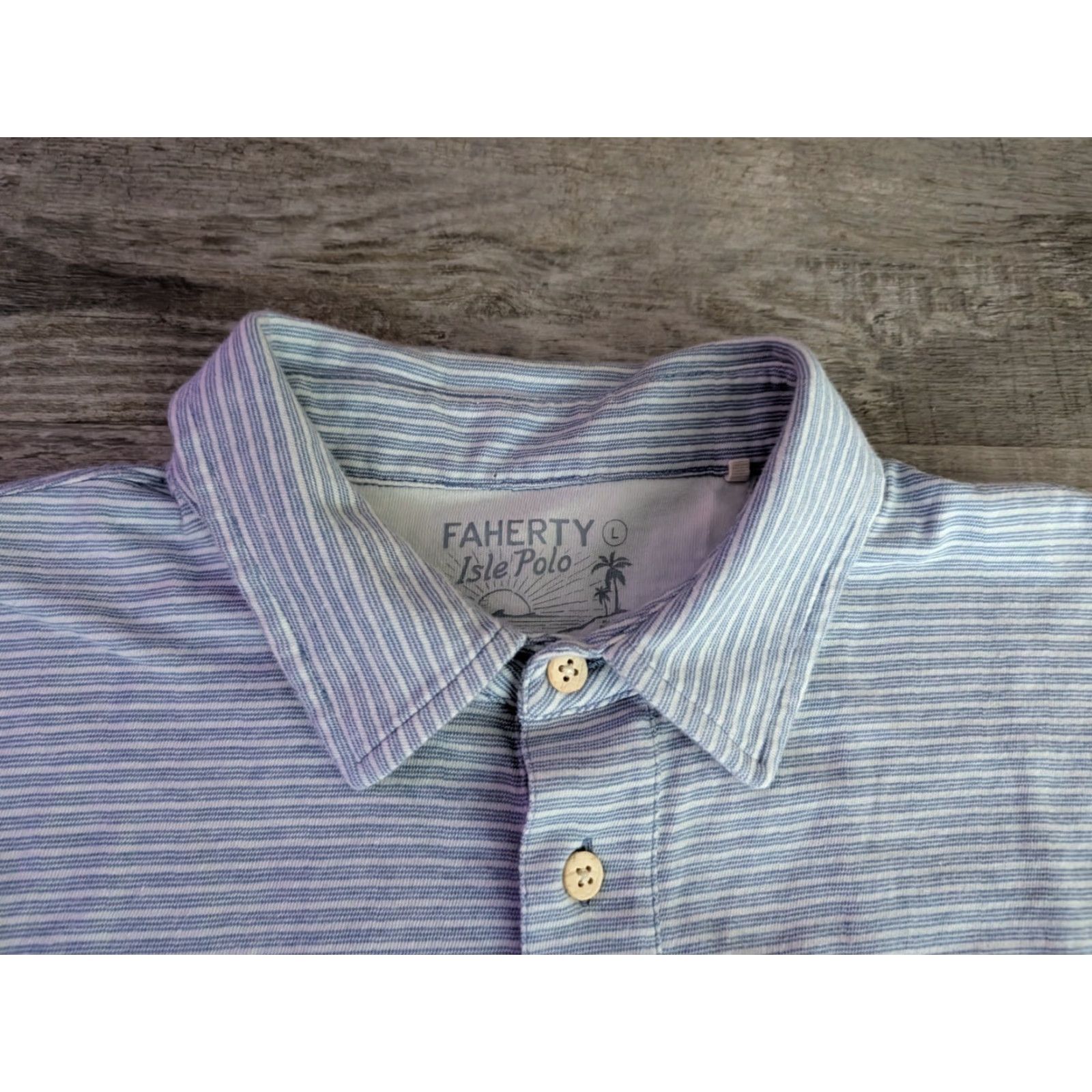 Faherty Faherty Polo Shirt Mens L Blue Striped Short Sleeve Casual Golf Size US L / EU 52-54 / 3 - 7 Thumbnail