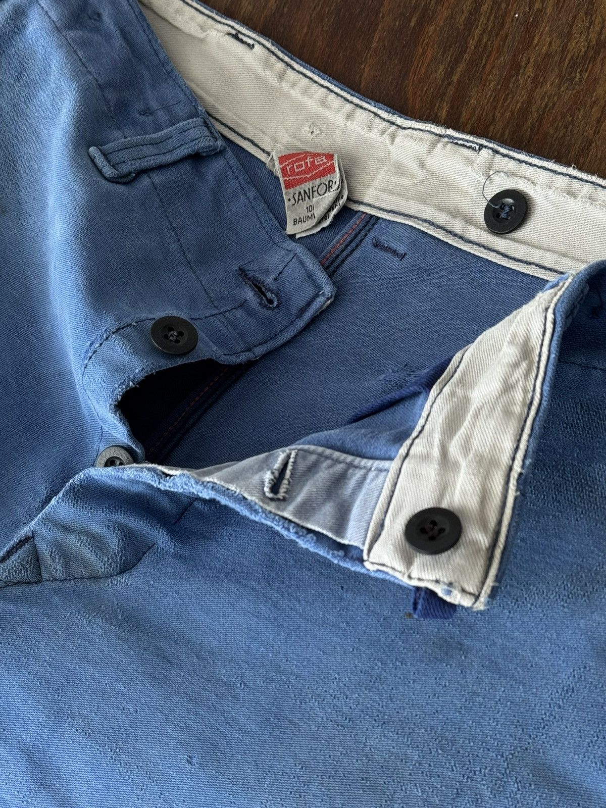 Vetra 1970s Vintage French Workwear Sanfor Thrashed Heavy Shorts Size US 30 / EU 46 - 5 Thumbnail