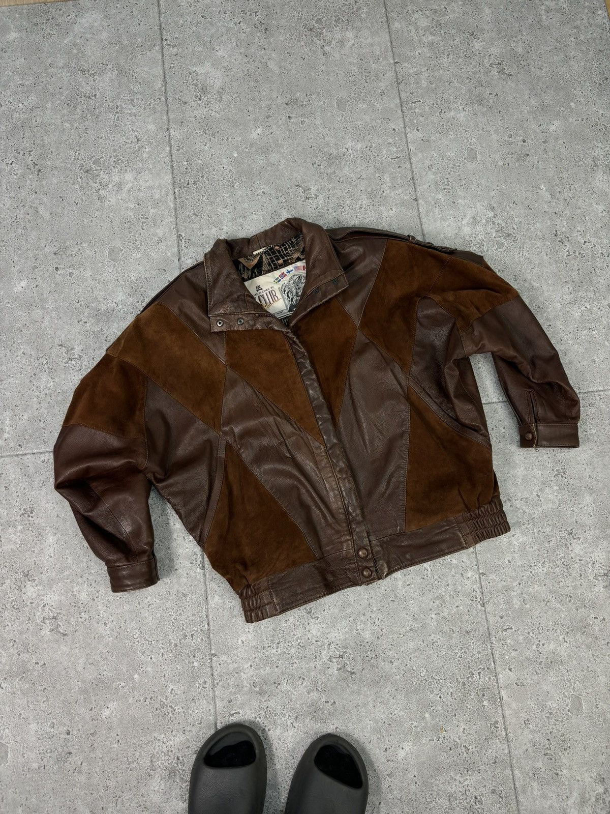 Japanese Brand × Vintage 2000s Japanese Patchwork Leather Jacket Avant Garde Brown Size US M / EU 48-50 / 2 - 2 Thumbnail