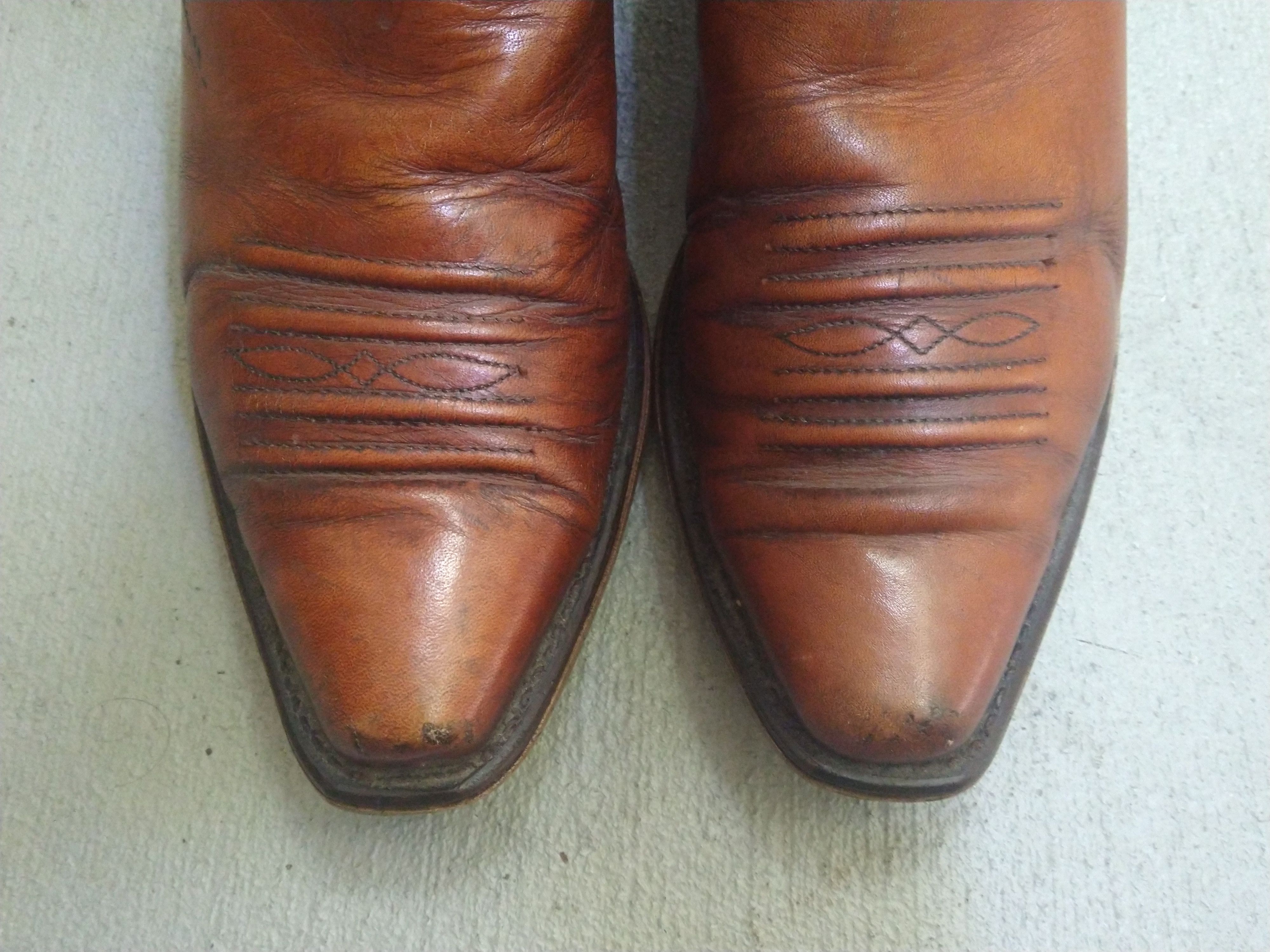 Genuine Leather Acme Cowboy Boots Size 9.5 Brown Leather Western Botas Size US 9.5 / EU 42-43 - 3 Thumbnail