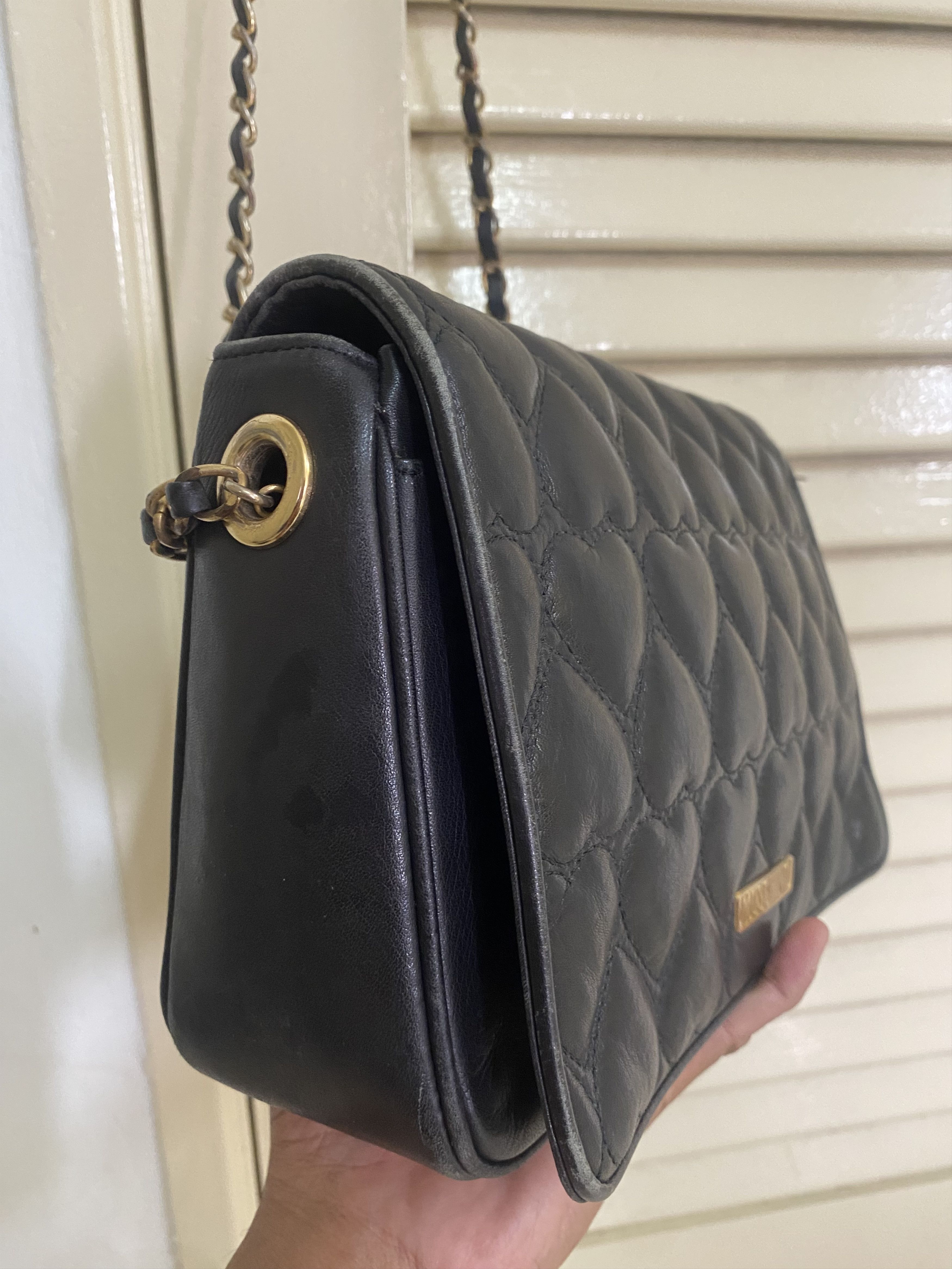 Moschino Moschino Calf Leather Love Shape Quilted Shoulder Bag Size ONE SIZE - 8 Thumbnail
