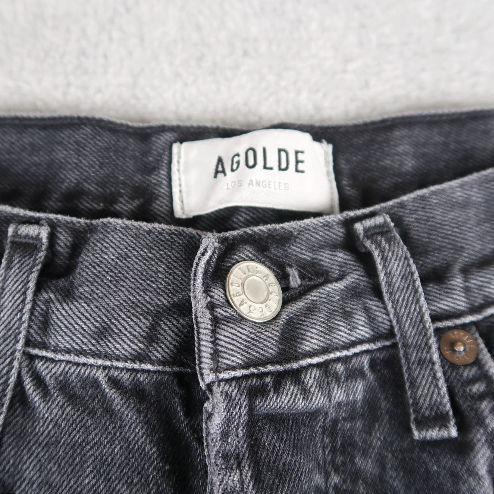 AGOLDE Jeans Denim 90s Straight Black Women's Jeans Size 27 Button Fly Distressed 5-Pocket 90s Theme