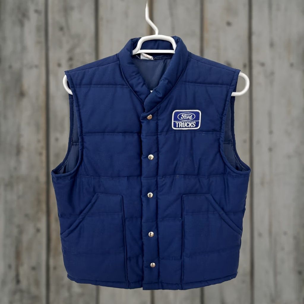 Ford VINTAGE Ford F-150 250 350 Trucks Blue Western Puffer Puffy Vest Mens Large Jacket Size US L / EU 52-54 / 3 - 1 Thumbnail
