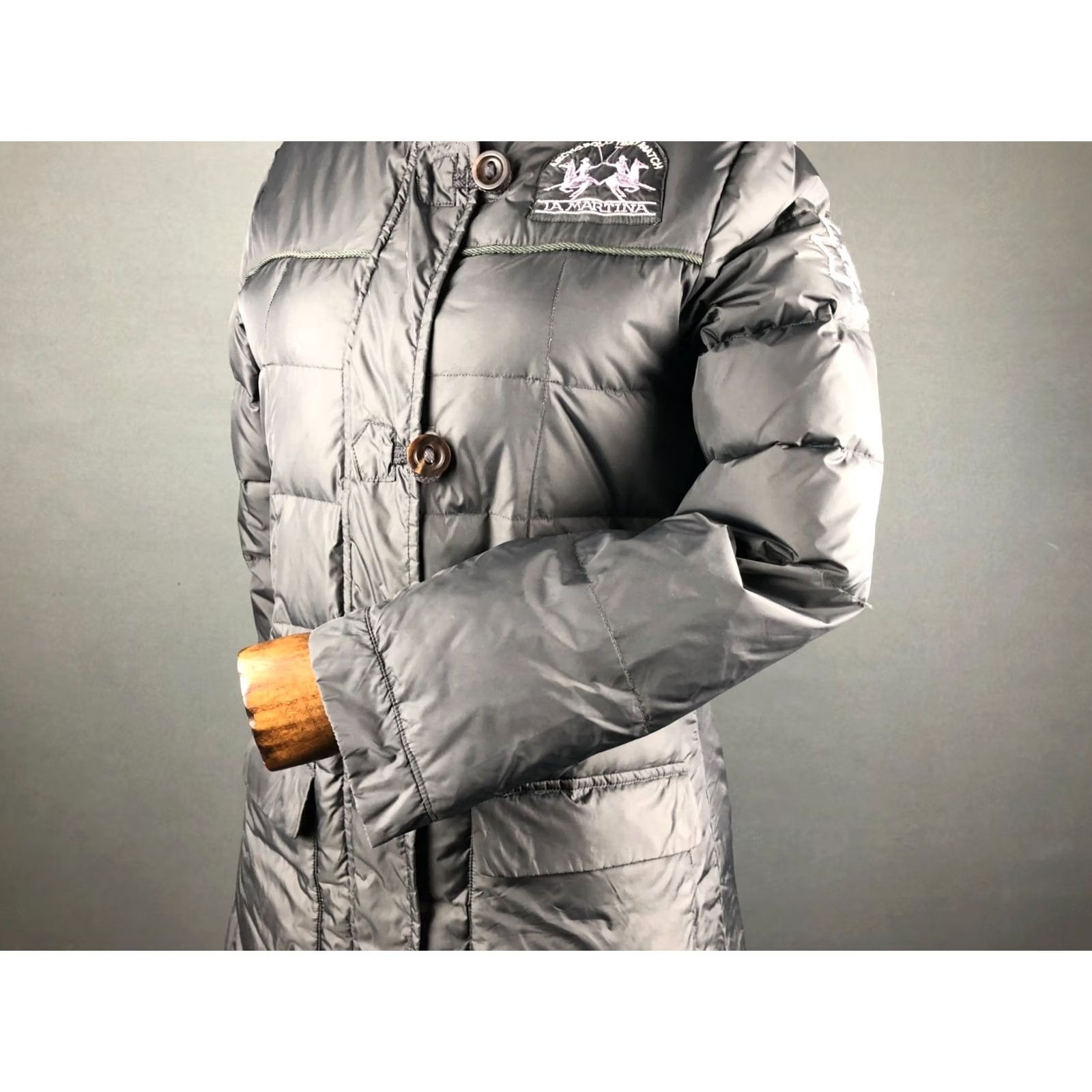 La Martina LA MARTINA Jacket Womens L Gray Women Quilted Full Zip Down Size Dark Nylon Size L / US 10 / IT 46 - 6 Thumbnail