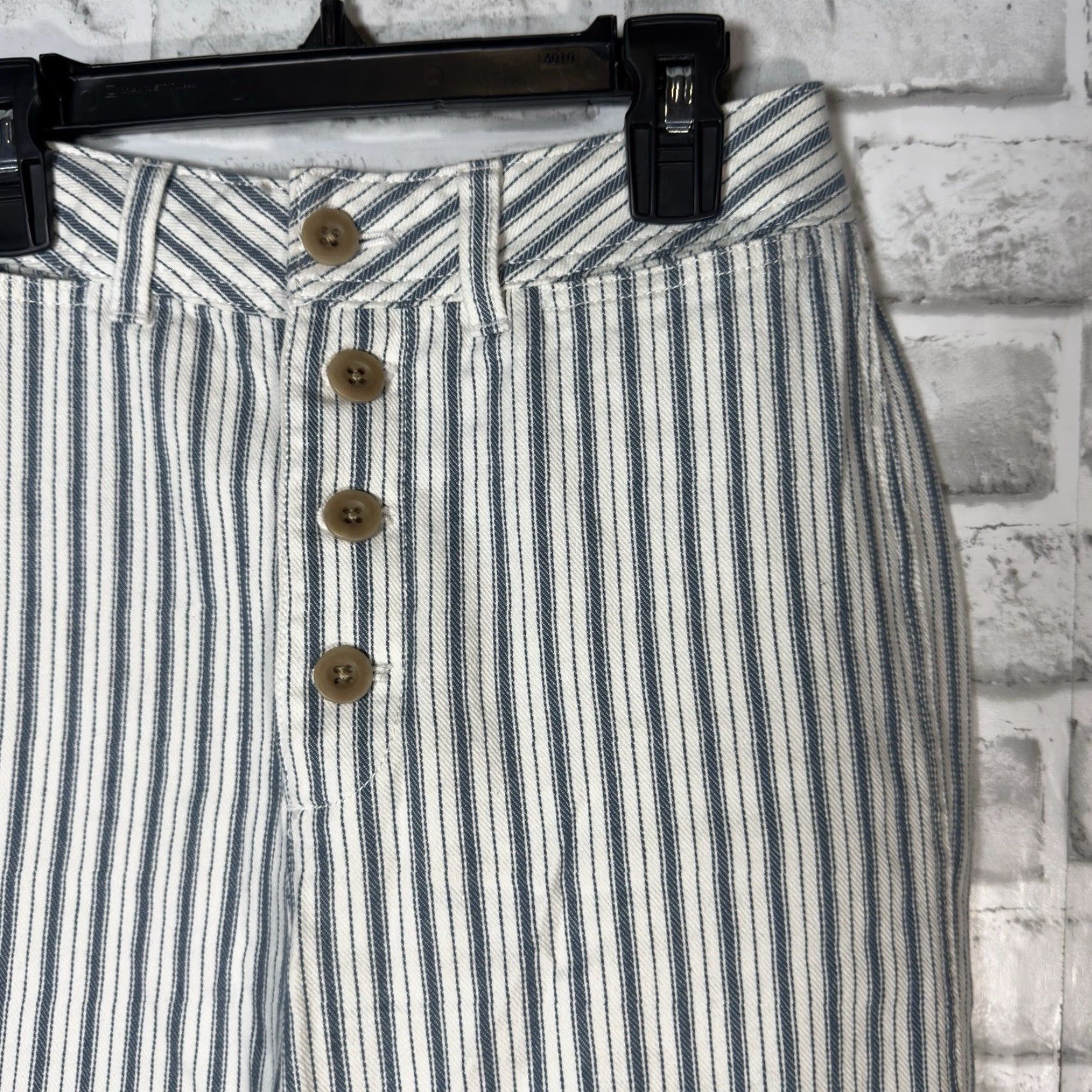 Madewell MADewell Blue Pinstripe Capri Pants Women's Wide-Leg Casual Size 26x25 Size 26" / US 2 / IT 38 - 2 Thumbnail