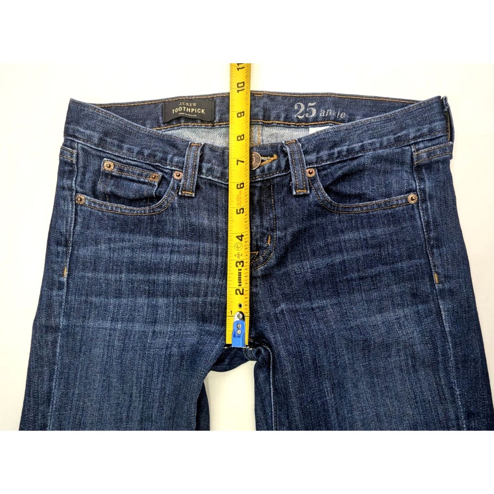 J.Crew J.CREW Toothpick Skinny Jeans Women 25 Blue Stretch Ankle Tapered 28x30 Mid Rise Jeans Size 42" / US 20 - 5 Thumbnail
