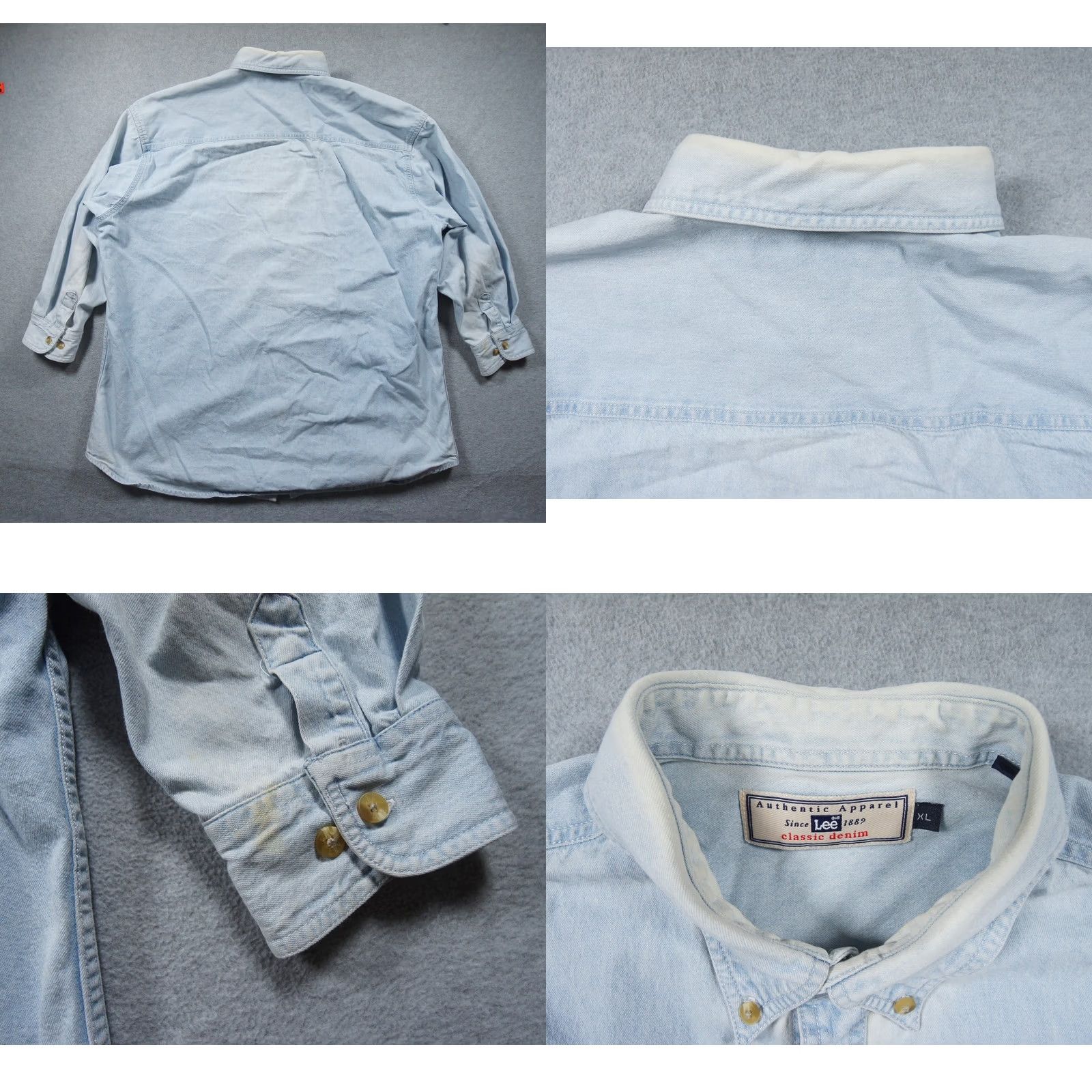 Lee Vintage NYAC Shirt Mens XL Blue Denim Button-Up Lee Regular Fit Button-Up Shirt Mens Blue Denim Outdoor 90s Mens Size US XL / EU 56 / 4 - 8 Thumbnail