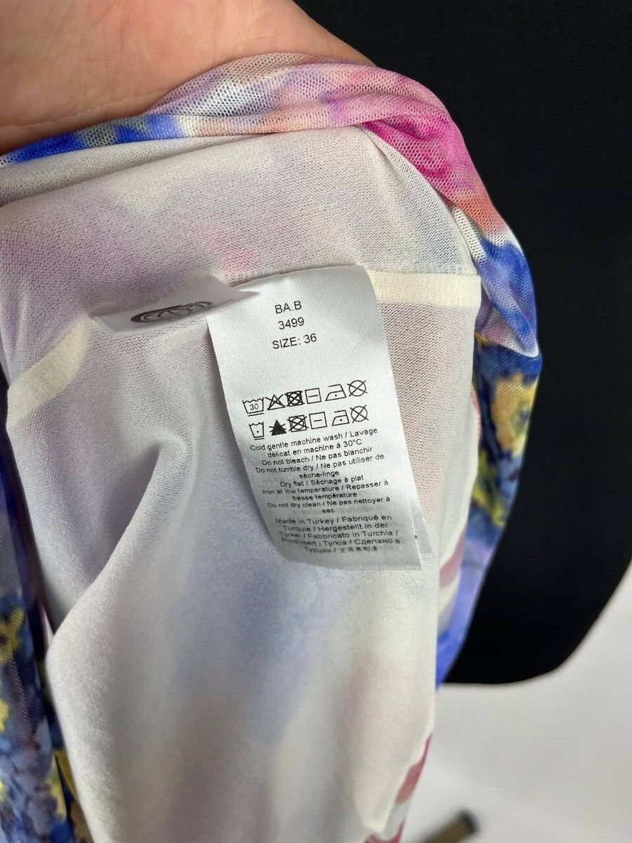 Designer × Ganni GANNI FLORAL MULTICOLOUR PRINT MESH T-SHIRT SIZE 36 (0288) Size XS / US 0-2 / IT 36-38 - 5 Thumbnail