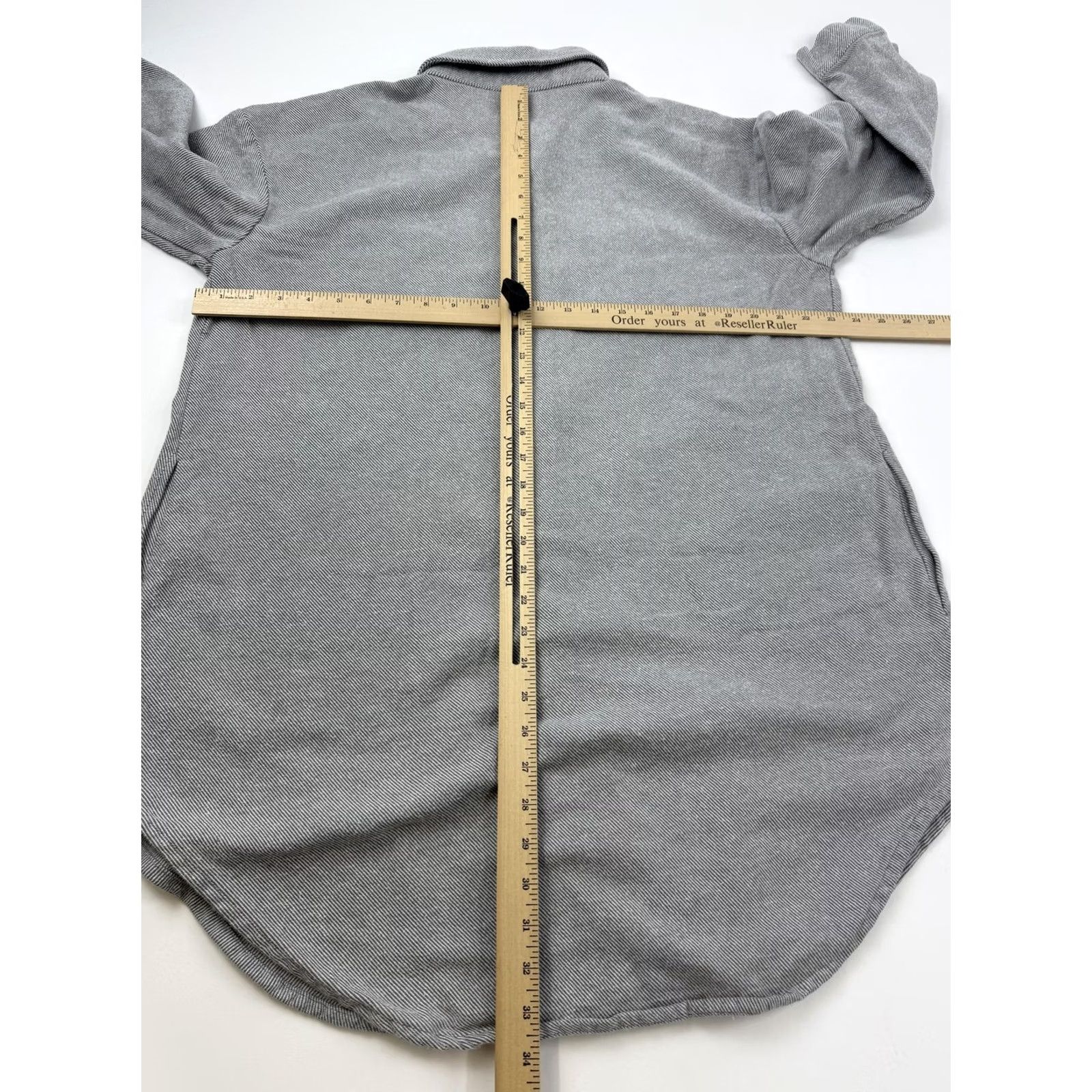 Vintage Lane Bryant Shirt Dress Womens 14/16 Gray Striped Long Sleeve Button Front Twill Size XL / US 12-14 / IT 48-50 - 7 Thumbnail