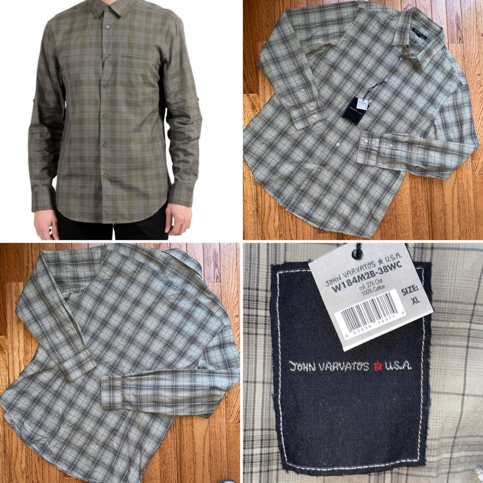 John Varvatos New JOHN VARVATOS $250 Olive Black Plaid Men's Shirt XL Size US XL / EU 56 / 4 - 1 Thumbnail