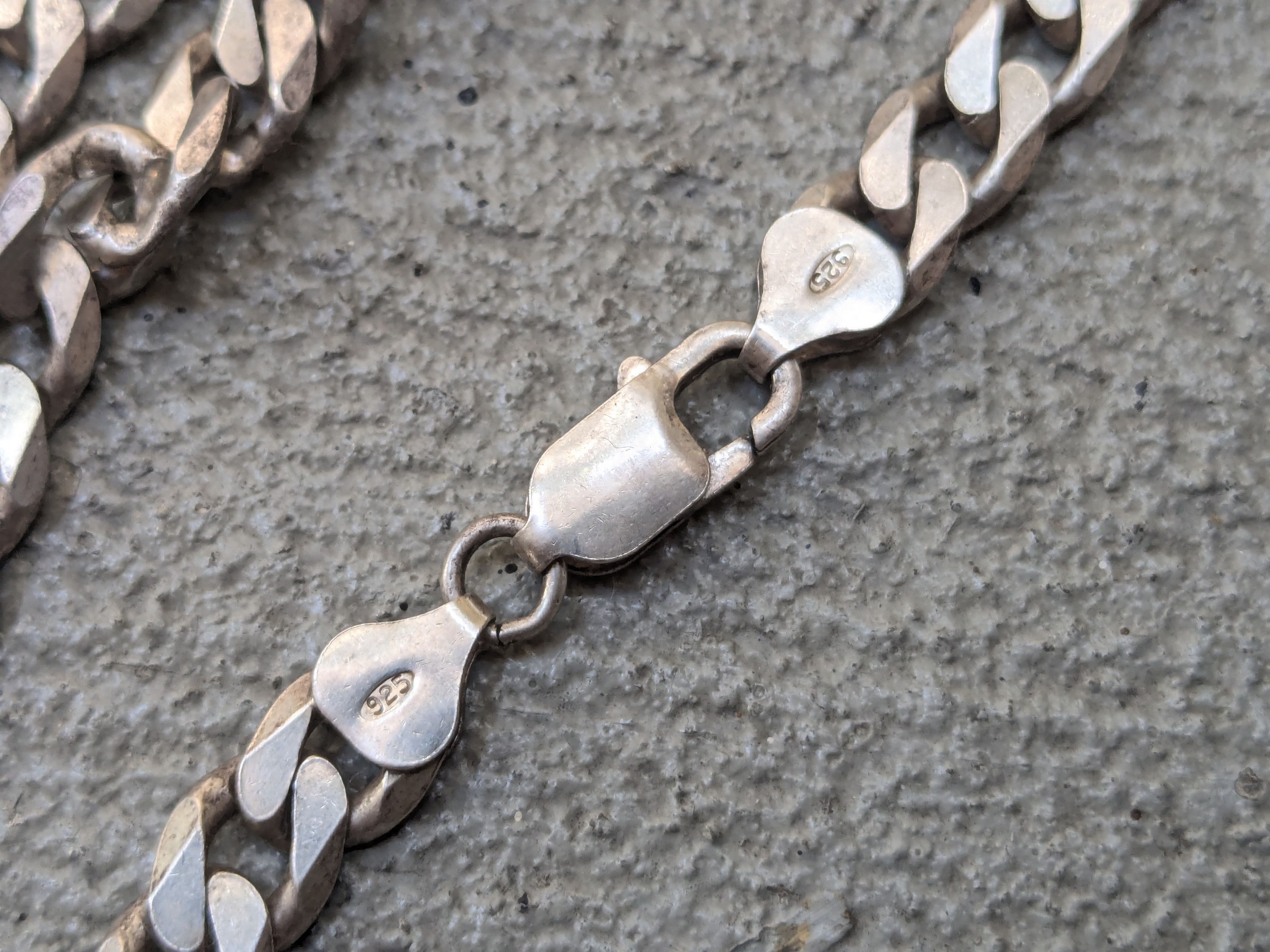 Jewelry Vintage Sterling Silver Necklace Cuban Curb 30" Italy Chain Size ONE SIZE - 10 Thumbnail