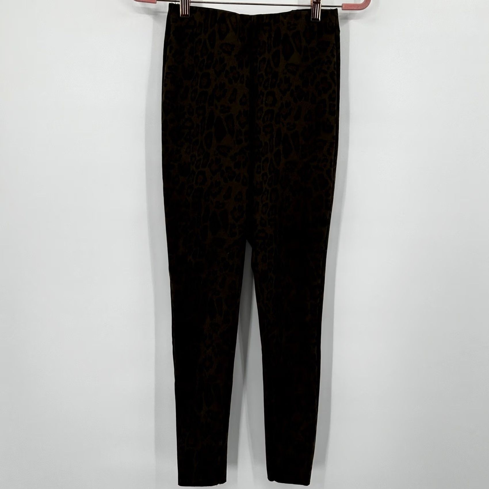 Zara ZARA Leopard Print High Rise Skinny Leggings Womens XS Brown Black Athletic Casual Trousers Pants Size 26" / US 2 / IT 38 - 4 Thumbnail