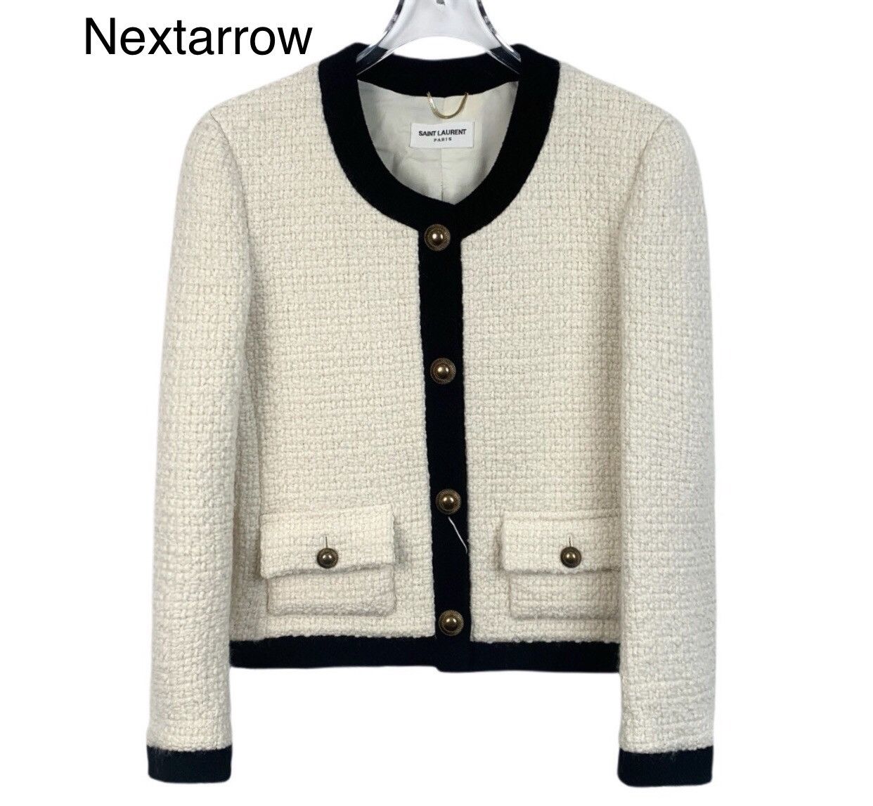 Saint Laurent Paris Saint Laurent SLP 22 beige round neck small style jacket Size US XS / EU 42 / 0 - 1 Thumbnail
