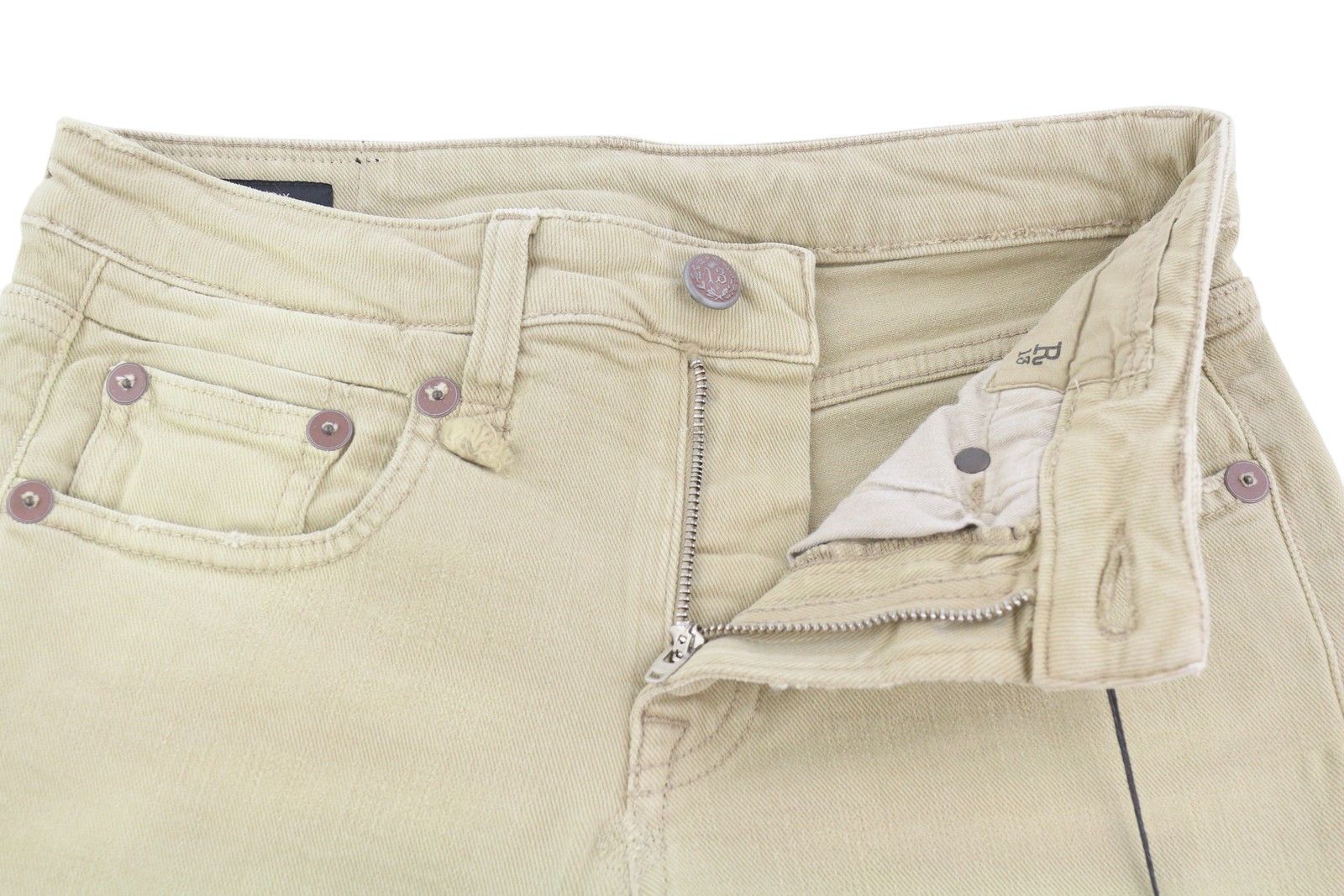 R13 BOY STRAIGHT 24 Khaki Stretch Faded Cropped 86266 Size 24" / US 00 / IT 34 - 5 Thumbnail