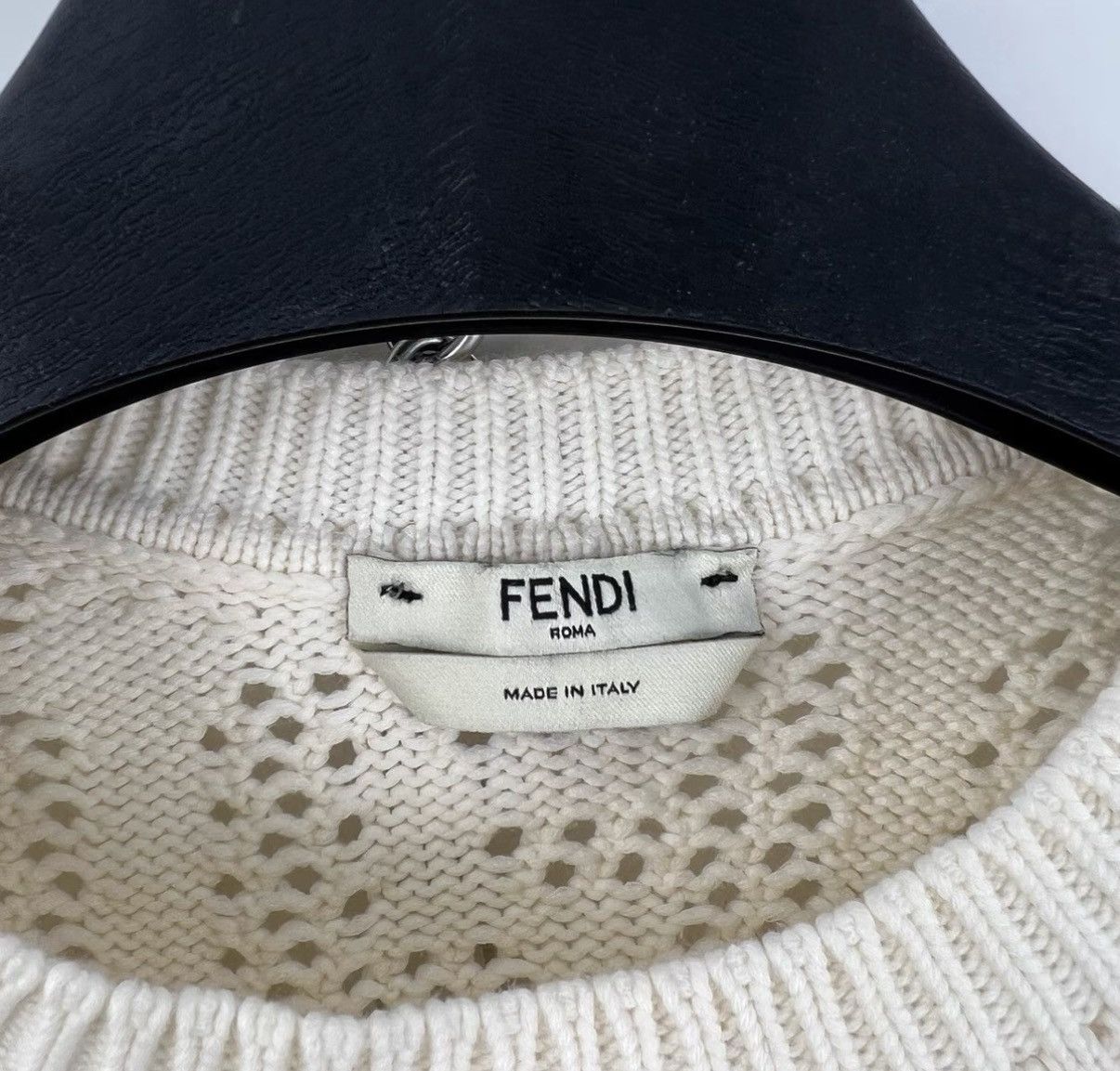 Fendi Fendi Double F Full Print Logo Hollow Knit Short Sleeve K12 Size XS / US 0-2 / IT 36-38 - 6 Thumbnail