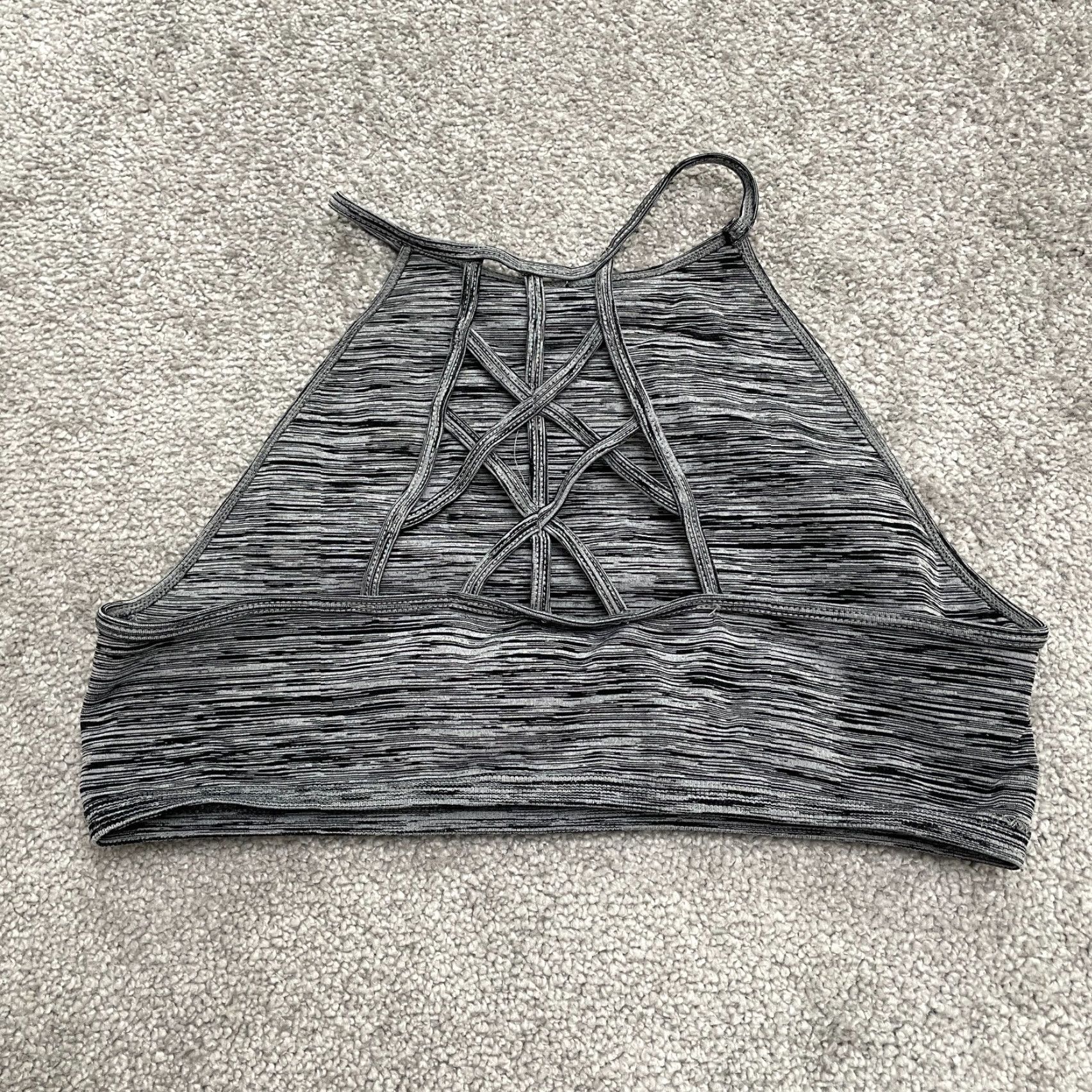 Vintage Live Love Dream Aeropostale Tank Womens Large Gray Active Crop Halter Top Gym Size L / US 10 / IT 46 - 2 Thumbnail