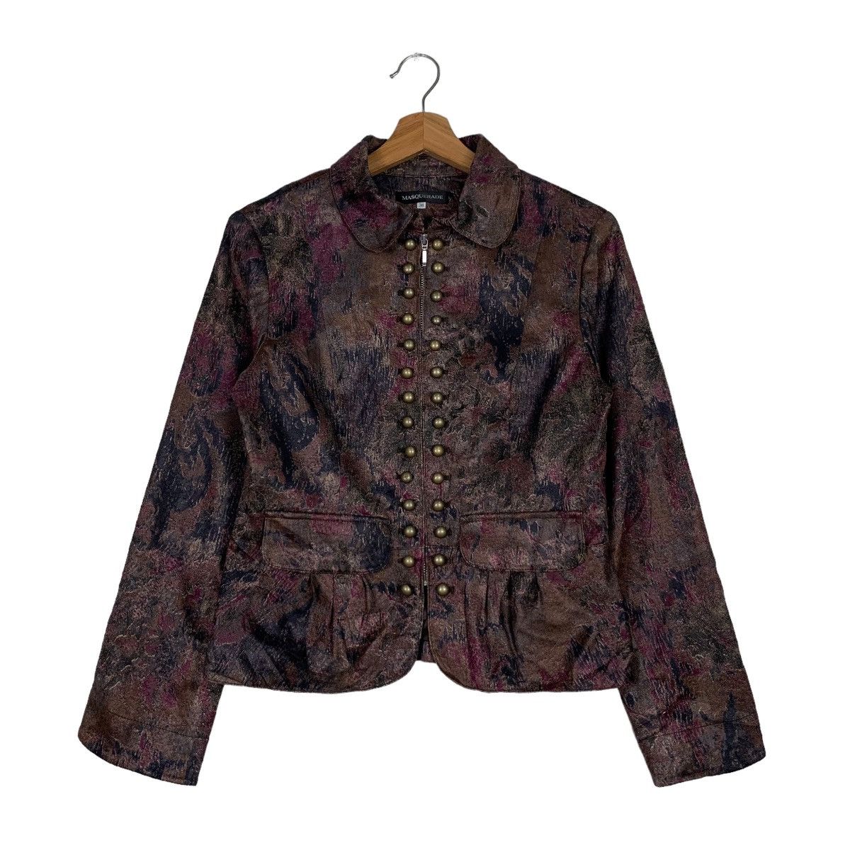 Japanese Brand MASQUERADE Fullprint Studded Zipper Jacket #0107-C6 Size S / US 4 / IT 40 - 1 Thumbnail