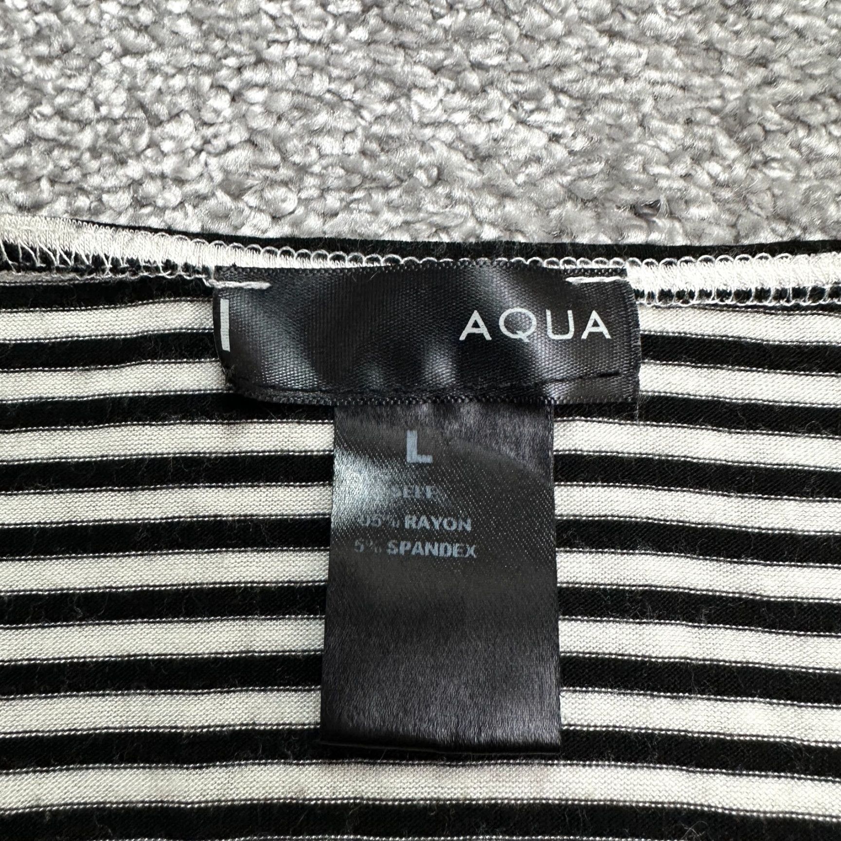 AQUA Aqua Dress Womens Large Black White Stripe Midi Bodycon Sleeveless Knit Polyester Rayon Spandex Casual 90s? (note: ensure no new info) Size L / US 10 / IT 46 - 5 Thumbnail