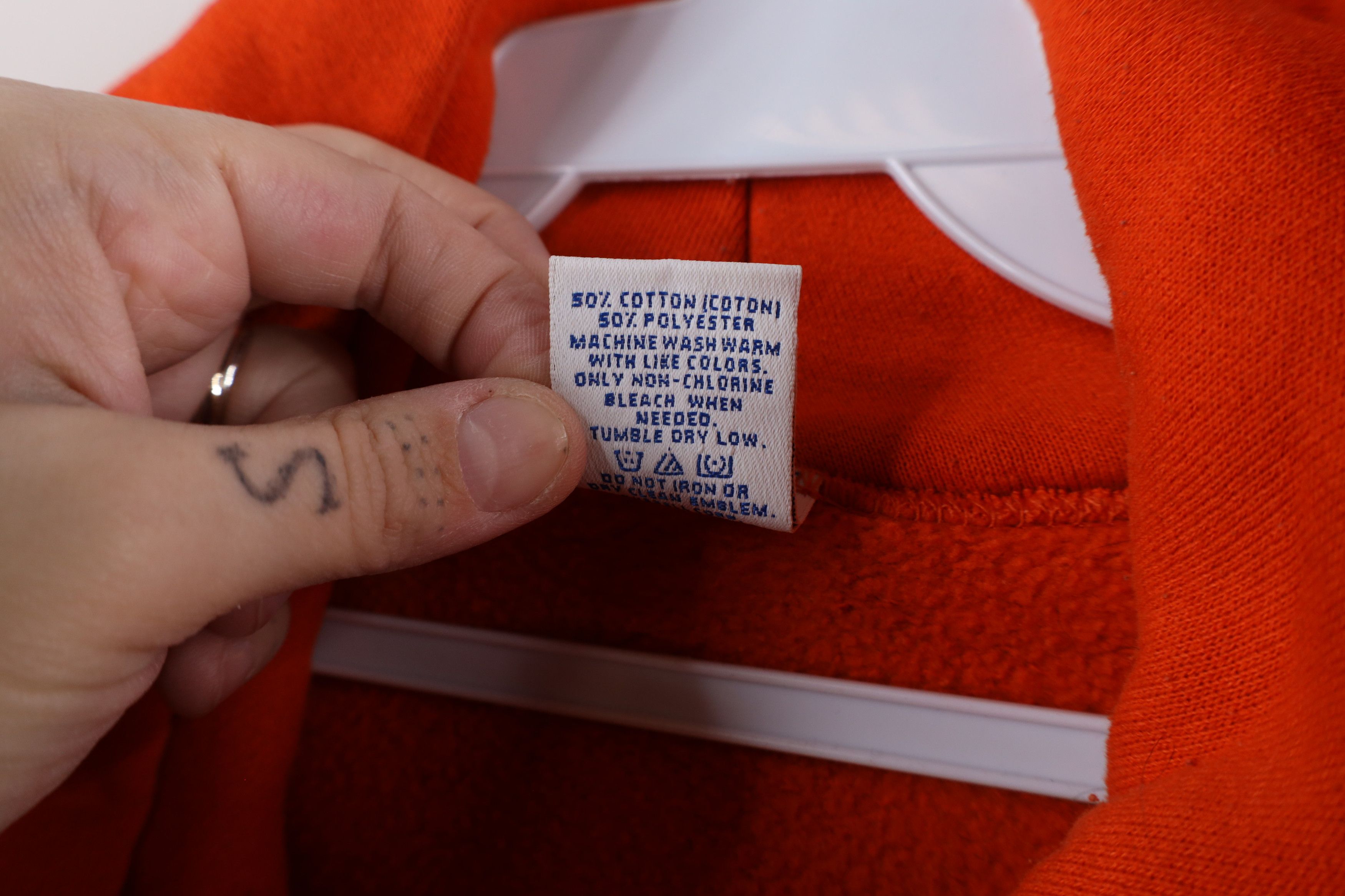 Russell Athletic × Vintage Vintage 90s Russell Athletic Riddell Football Hoodie Orange Size US M / EU 48-50 / 2 - 8 Thumbnail
