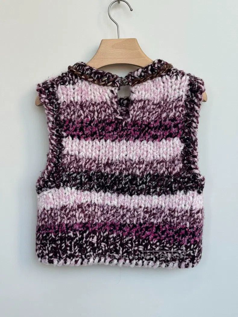Chanel Chanel 22K thick chain pink striped gradient wool knitted Size XS / US 0-2 / IT 36-38 - 2 Thumbnail