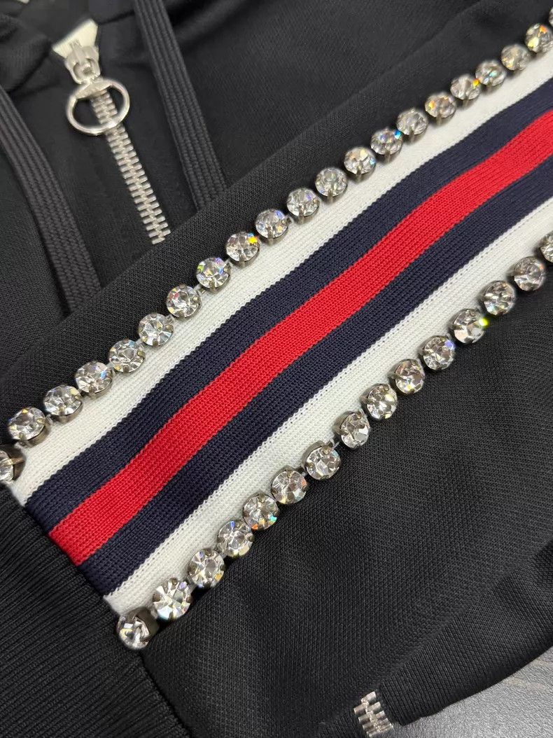Gucci Gucci Show black striped rhinestone zipper jacket Size US M / EU 48-50 / 2 - 3 Thumbnail