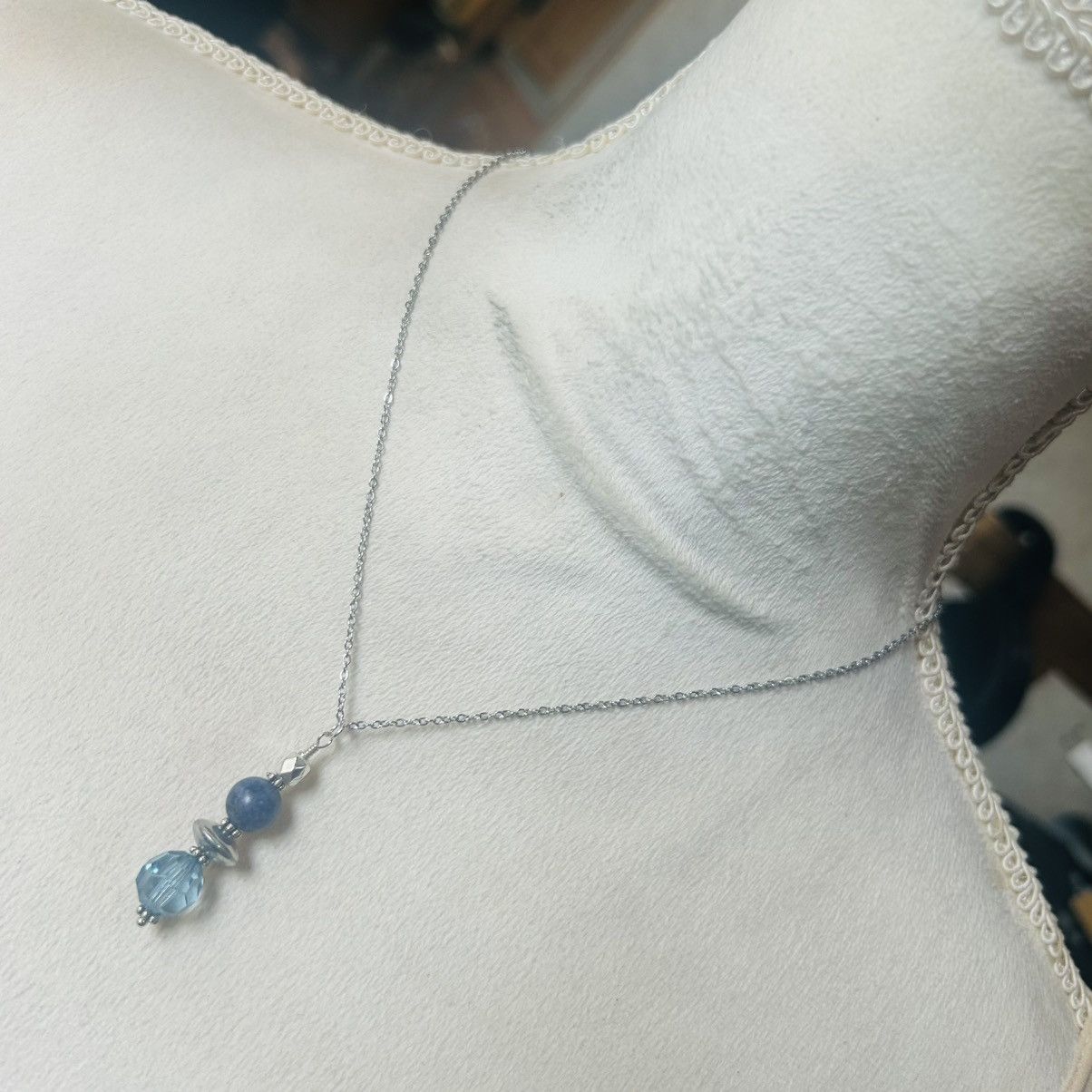 Handmade Handcrafted genuine sodalite vintage crystal beaded necklace Size ONE SIZE - 2 Thumbnail