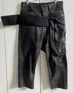 Rick Owens Rick Owens 17FW Glitter Cargo Belt Coated Cropped Pants