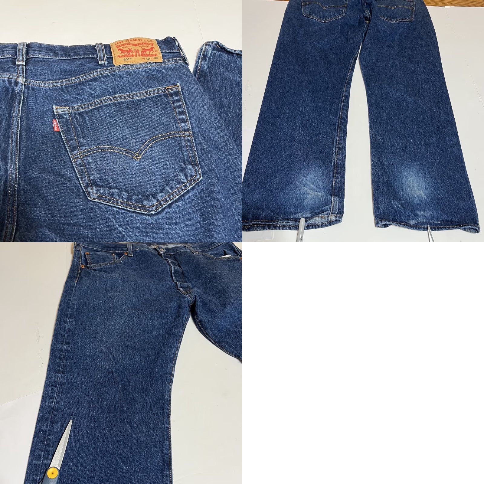 Levi's VINTAGE Levi's 501 Jeans Mens Regular Straight Distressed Blue Denim 42x32 42x29 Button Fly 501 Model Jeans Mens Size US 42 / EU 58 - 9 Thumbnail