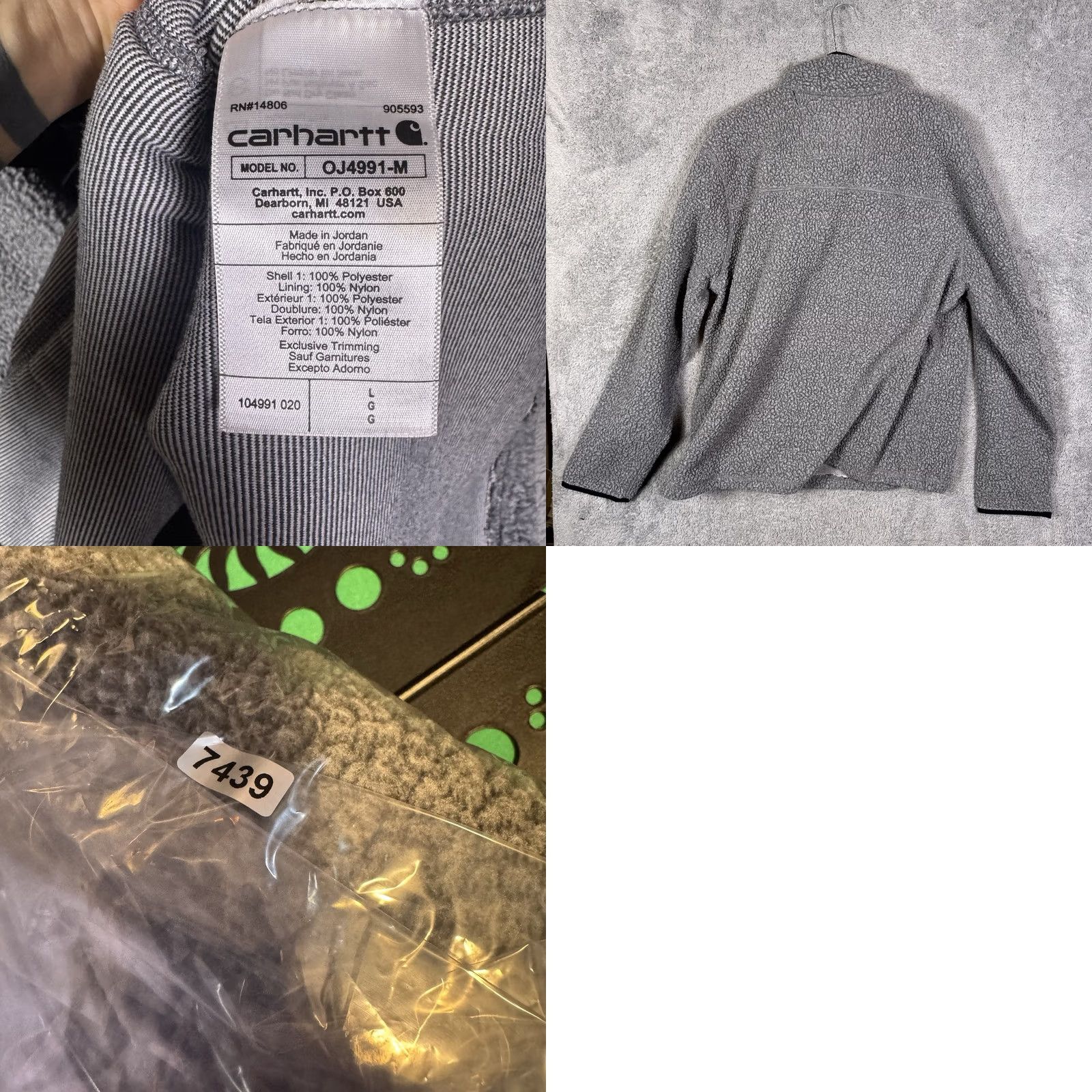 Carhartt Carhartt Mens L Gray Sherpa Fleece Pullover Jumper Relaxed 1/4 Snap 104991 0J4991-M Size US L / EU 52-54 / 3 - 8 Thumbnail