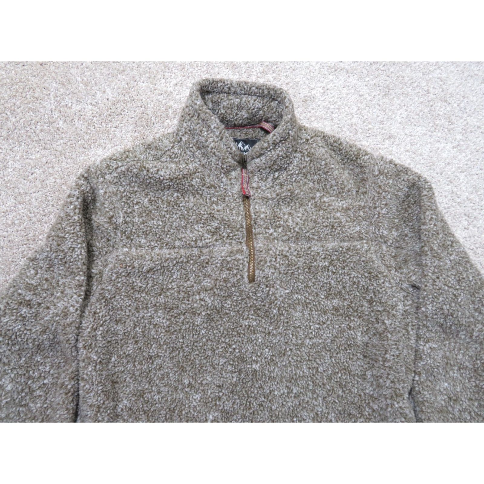 Vintage Alpine Sherpa Sweater Medium Beige Pullover Mock Neck Zipper Quarter Zip Men Wool/Polyester Knit Tight-Knit Winter Fall Outdoor Casual Mens Size US M / EU 48-50 / 2 - 3 Thumbnail