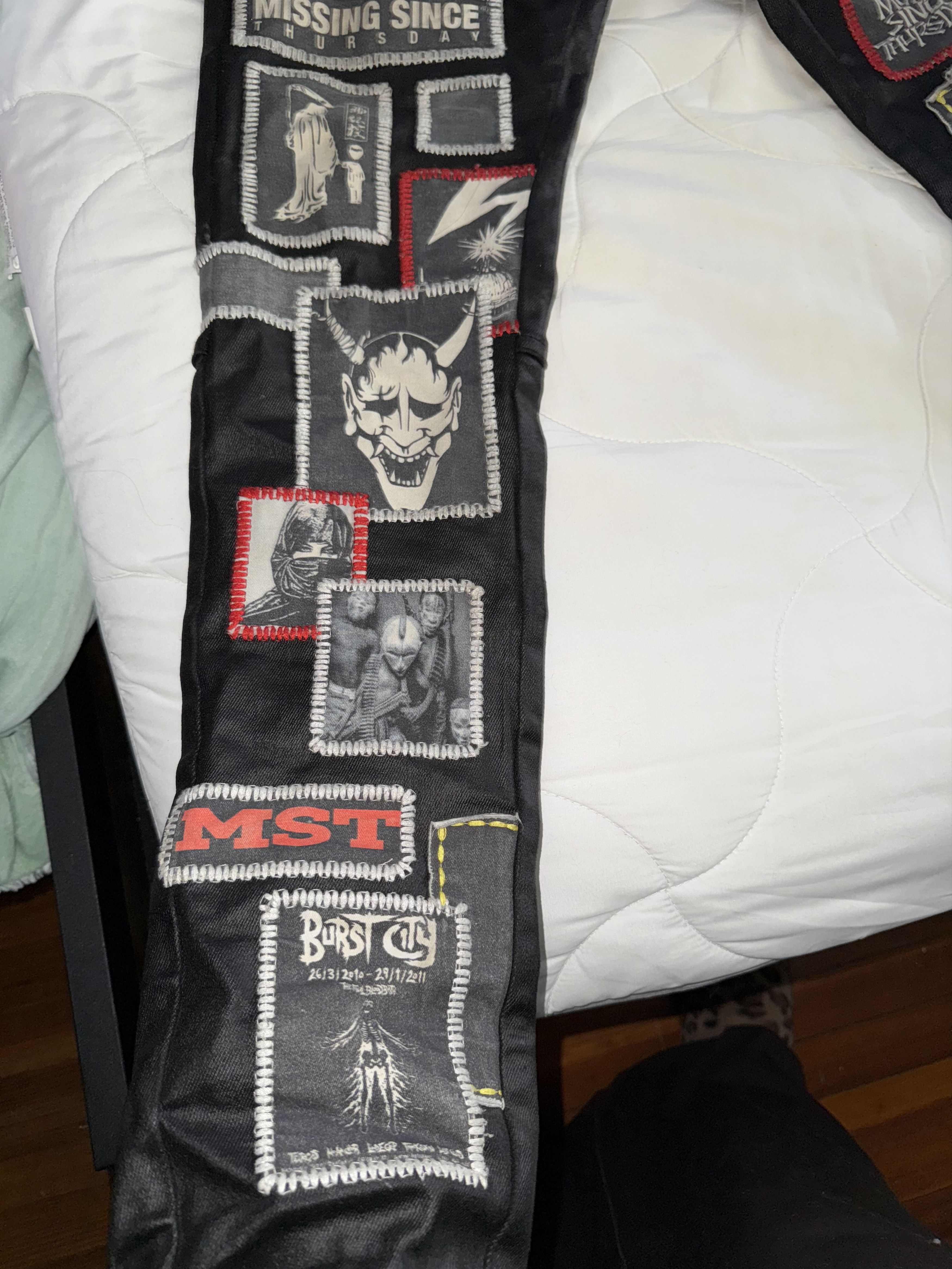 Missing Since Thursday Missing Since Thursday (MST) Black Tar Denim Patchwork pants Size US 32 / EU 48 - 5 Thumbnail