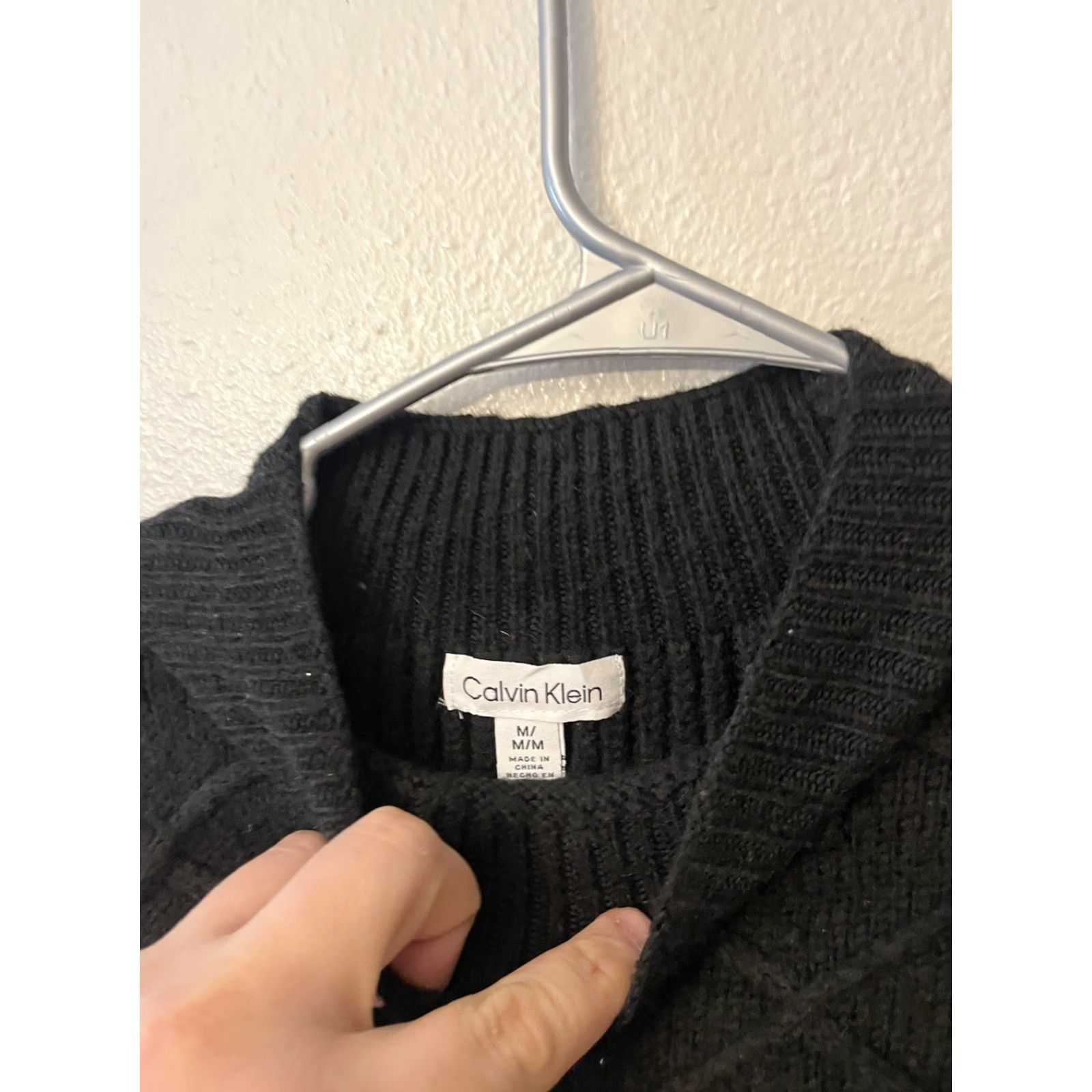 Calvin Klein Calvin Klein Womens Pullover Sweater Mock Neck Popcorn Stitch Black Medium Indoor Casual Knox? Size M / US 6-8 / IT 42-44 - 3 Thumbnail