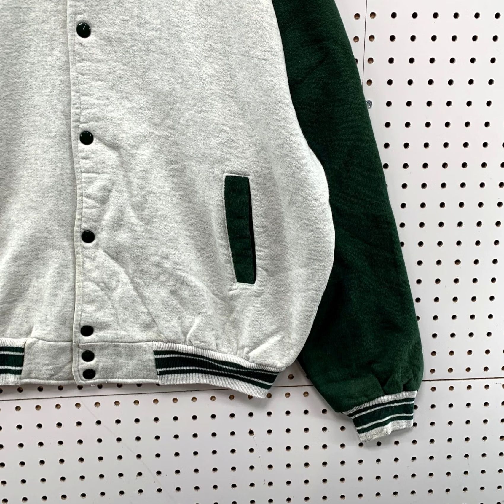 Fruit Of The Loom VINTAGE Fruit of the Loom Varsity Jacket Mens XL Gray Green Cotton Fleece Snap 90s USA Size US XL / EU 56 / 4 - 5 Thumbnail