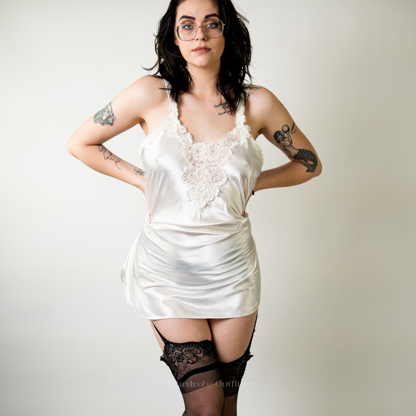 Vintage Vintage White Lace Lingerie Slip Dress Size ONE SIZE - 5 Thumbnail