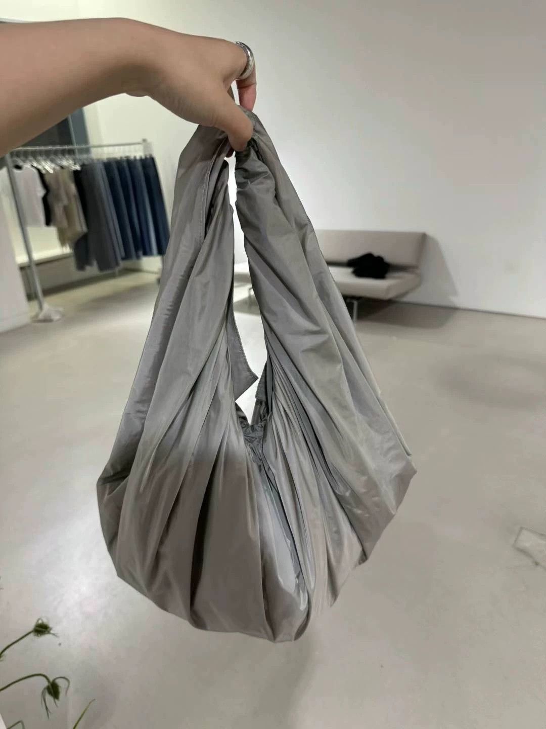 AMOMENTO AMOMENTO Pleated Gray Bag New With Tags Size ONE SIZE - 1 Thumbnail