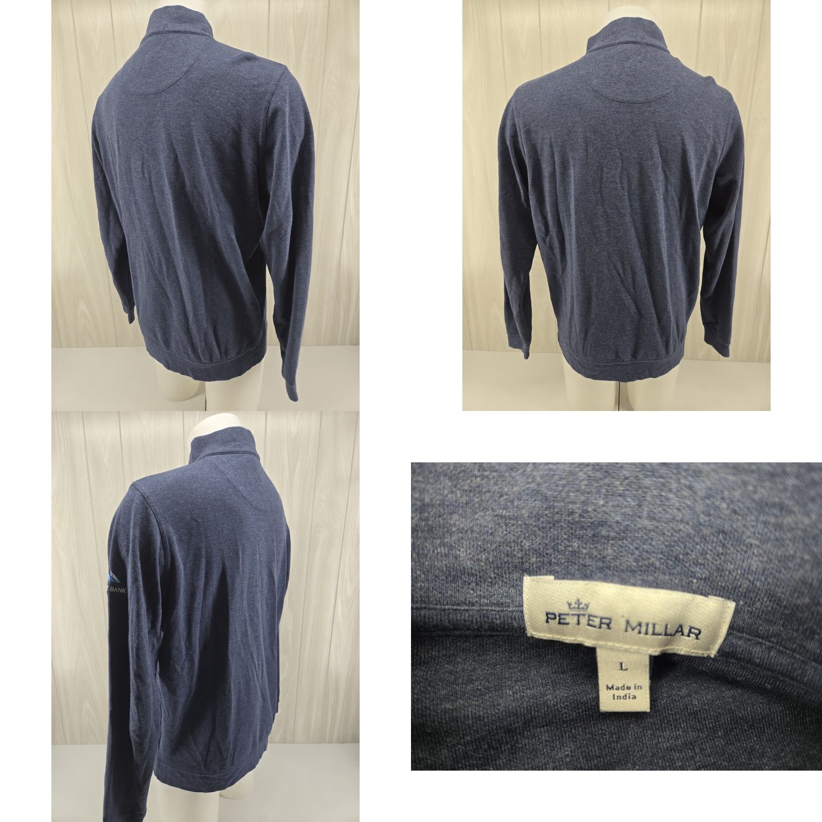 Peter Millar Peter Millar Golf Sweater Men's Large Blue 1/4 Zip Long Sleeve Logo Mock Neck Pullover Size US L / EU 52-54 / 3 - 8 Thumbnail