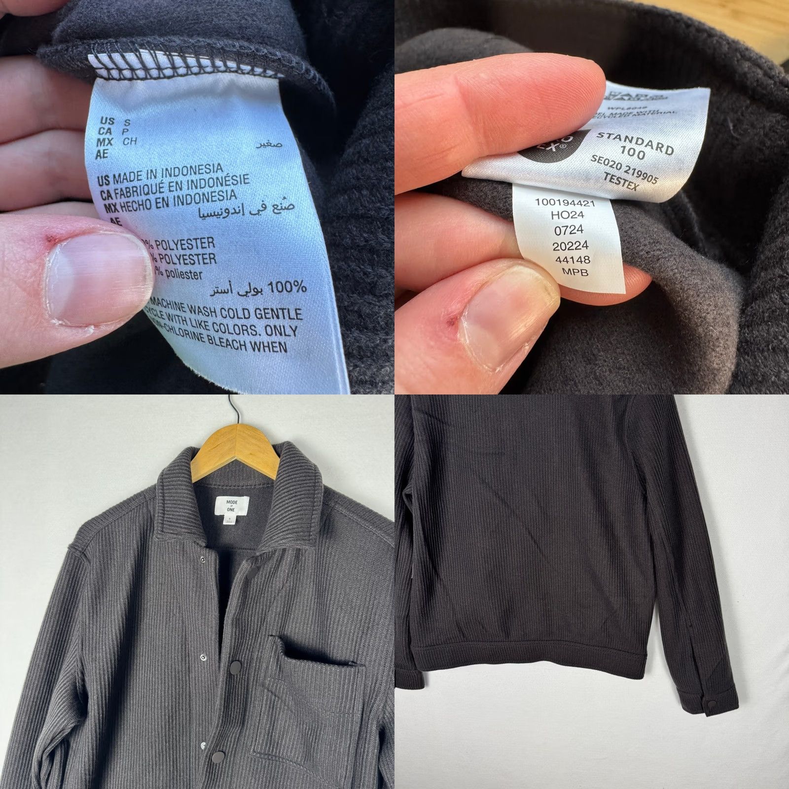 Vintage Mode of One Jacket Mens S Gray Knit Trucker Jet Grey Ribbed Snap Front 100194421MN Size US S / EU 44-46 / 1 - 8 Thumbnail