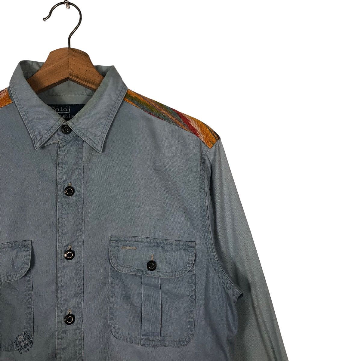 Polo Ralph Lauren 🔥90’s Chambrey Shirt Jacket Navajo Aztec Shoulders Design Size US S / EU 44-46 / 1 - 5 Thumbnail