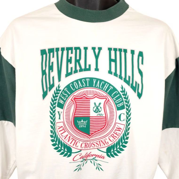 Forever 21 FOREVER 21 Sweatshirt Womens Size S White Green Beverly Hills Yacht Club Crew Rowing Activewear Vintage: No Size S / US 4 / IT 40 - 2 Thumbnail