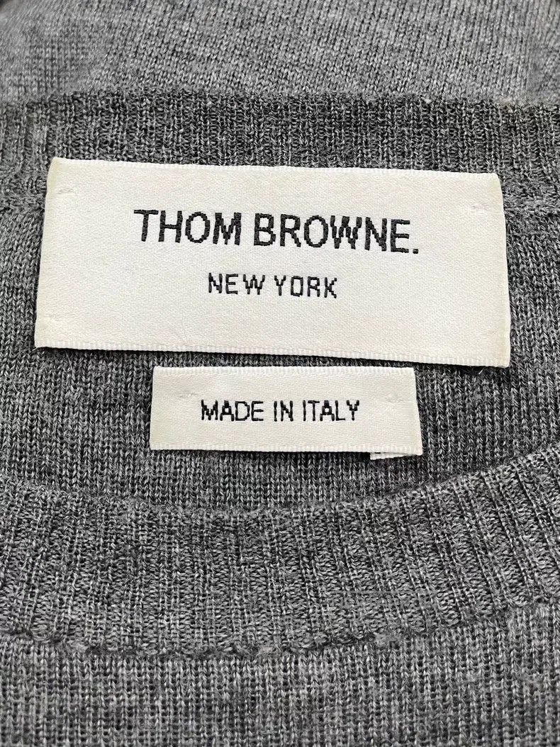 Thom Browne Thom Browne Grey puppy sweater with four stripes, woolen r Size US L / EU 52-54 / 3 - 5 Thumbnail