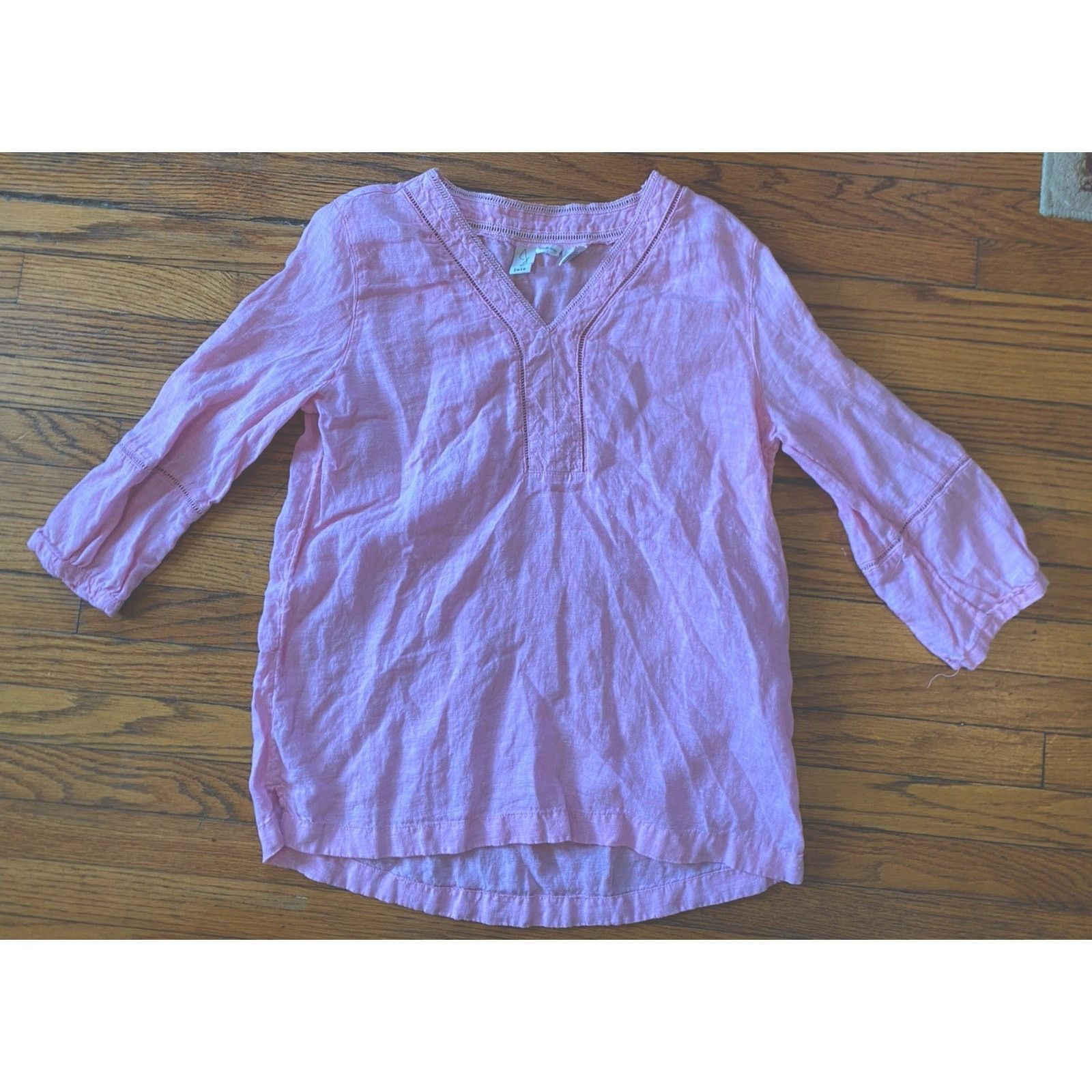 Joie Joie Top Women's Medium Shirt Pink 100% Linen Blouse V Neck Size M / US 6-8 / IT 42-44 - 1 Thumbnail