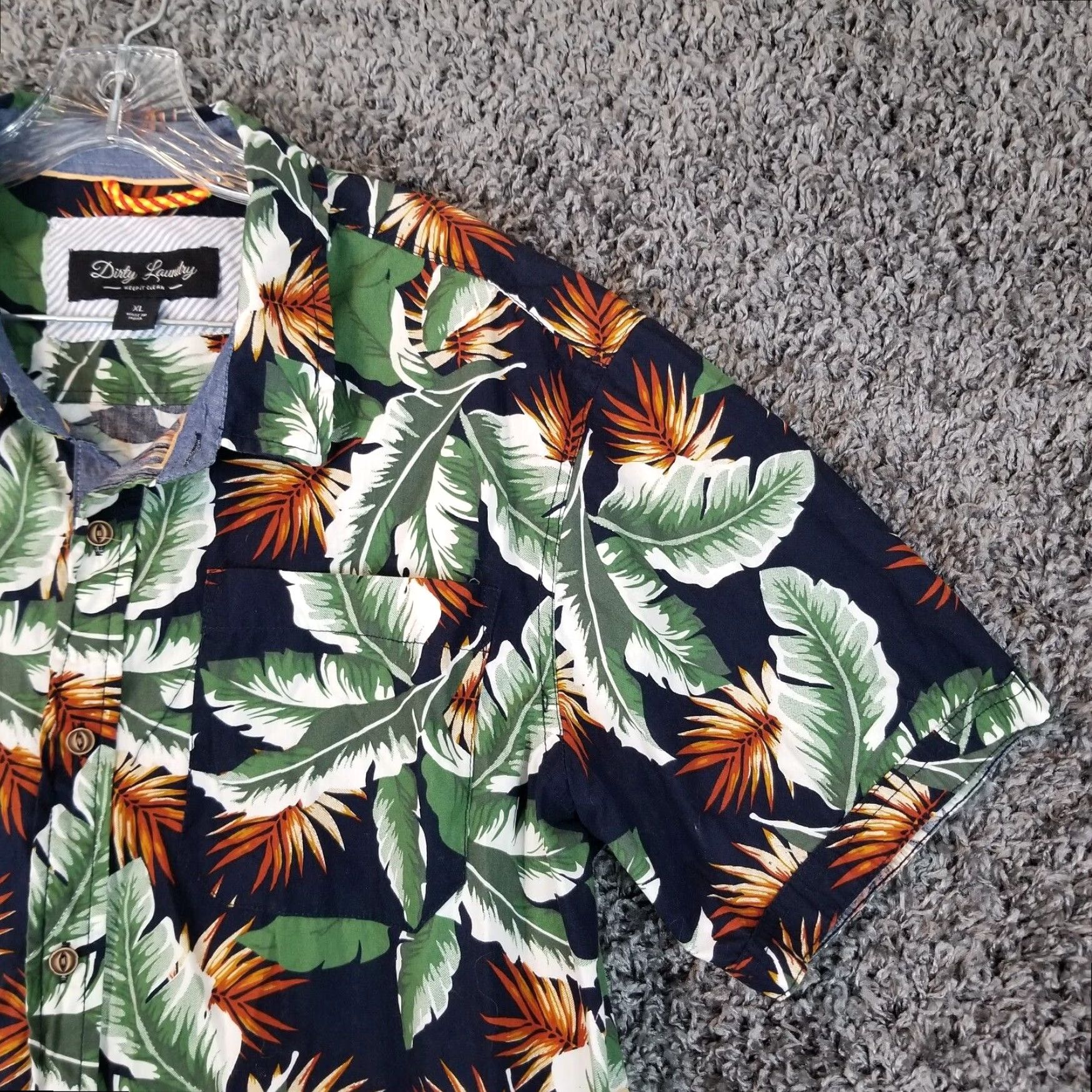 Vintage Dirty Laundry Mens Hawaiian Floral Short Sleeve Button Up Shirt XL Size US 36 / EU 52 - 2 Thumbnail