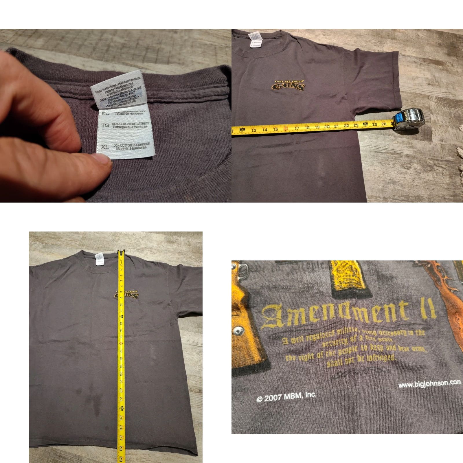 Gildan VINTAGE Gildan 2nd Amendment T-Shirt Men XL Gray Guns Quotes Y2K All Seasons Size US XL / EU 56 / 4 - 8 Thumbnail