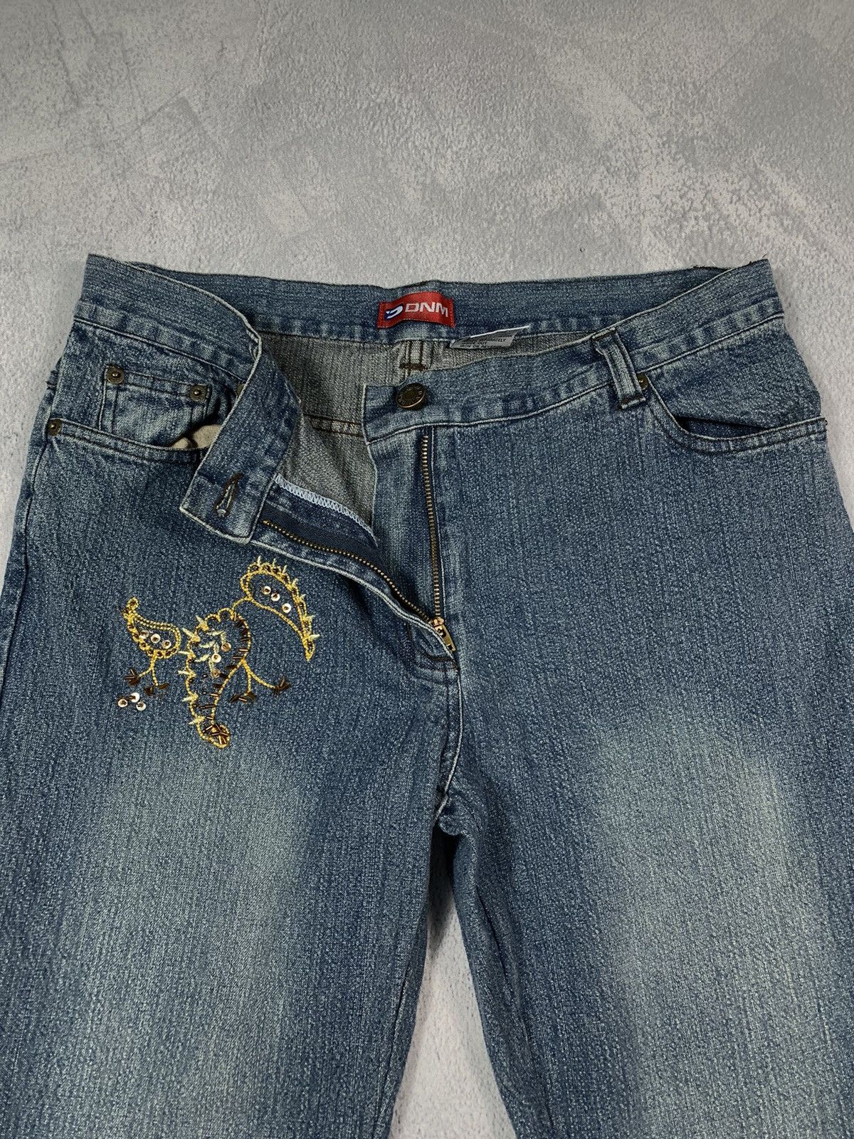 Japanese Brand × Vintage Vintage Y2K Faded Japanese Rhinestones bootcut flared jeans Size 32" / US 10 / IT 46 - 3 Thumbnail