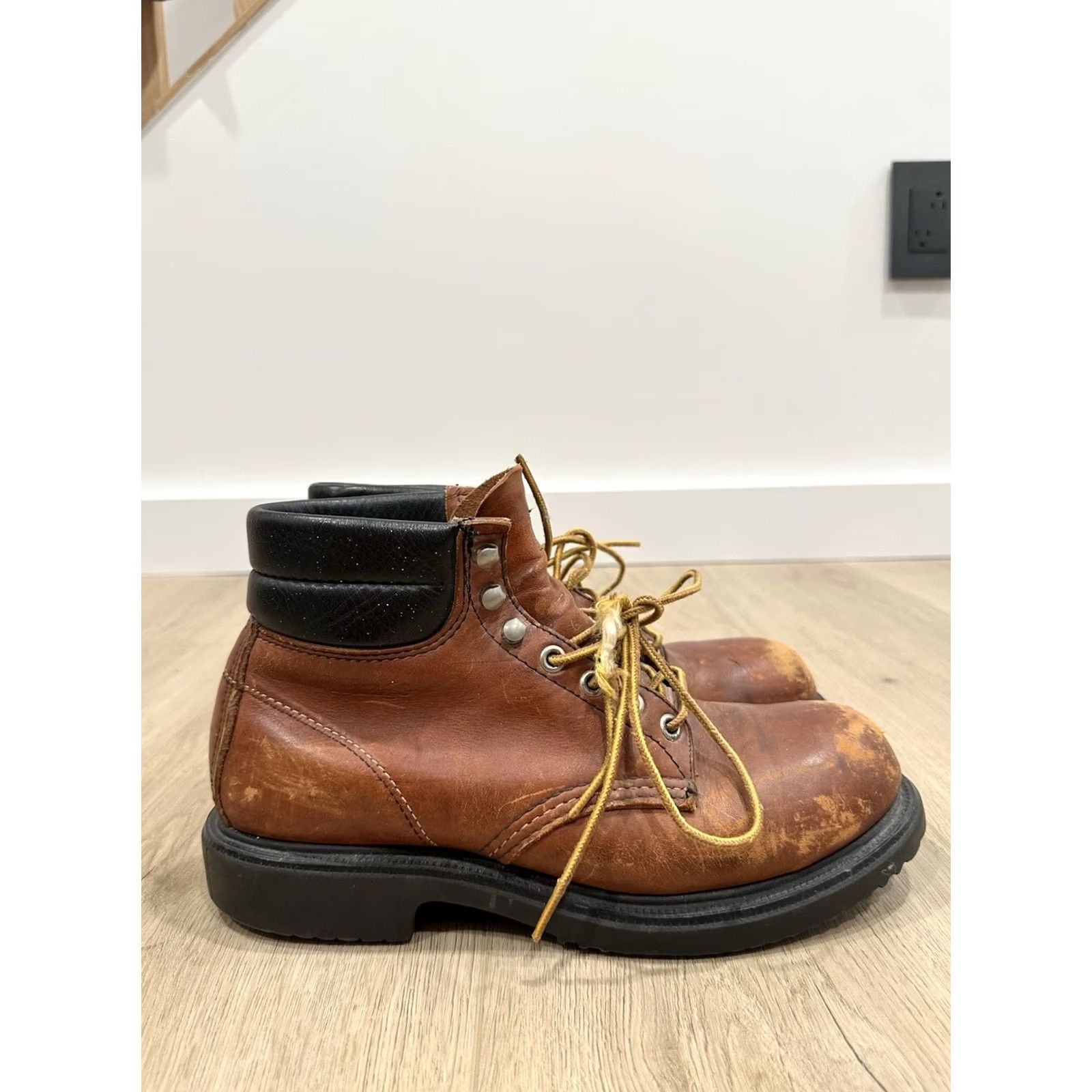 Red Wing Vintage Red Wing SuperSole #2245 Steel Toe Brown Leather Work Boots Made In USA Mens 6 D Size US 6 / EU 39 - 3 Thumbnail